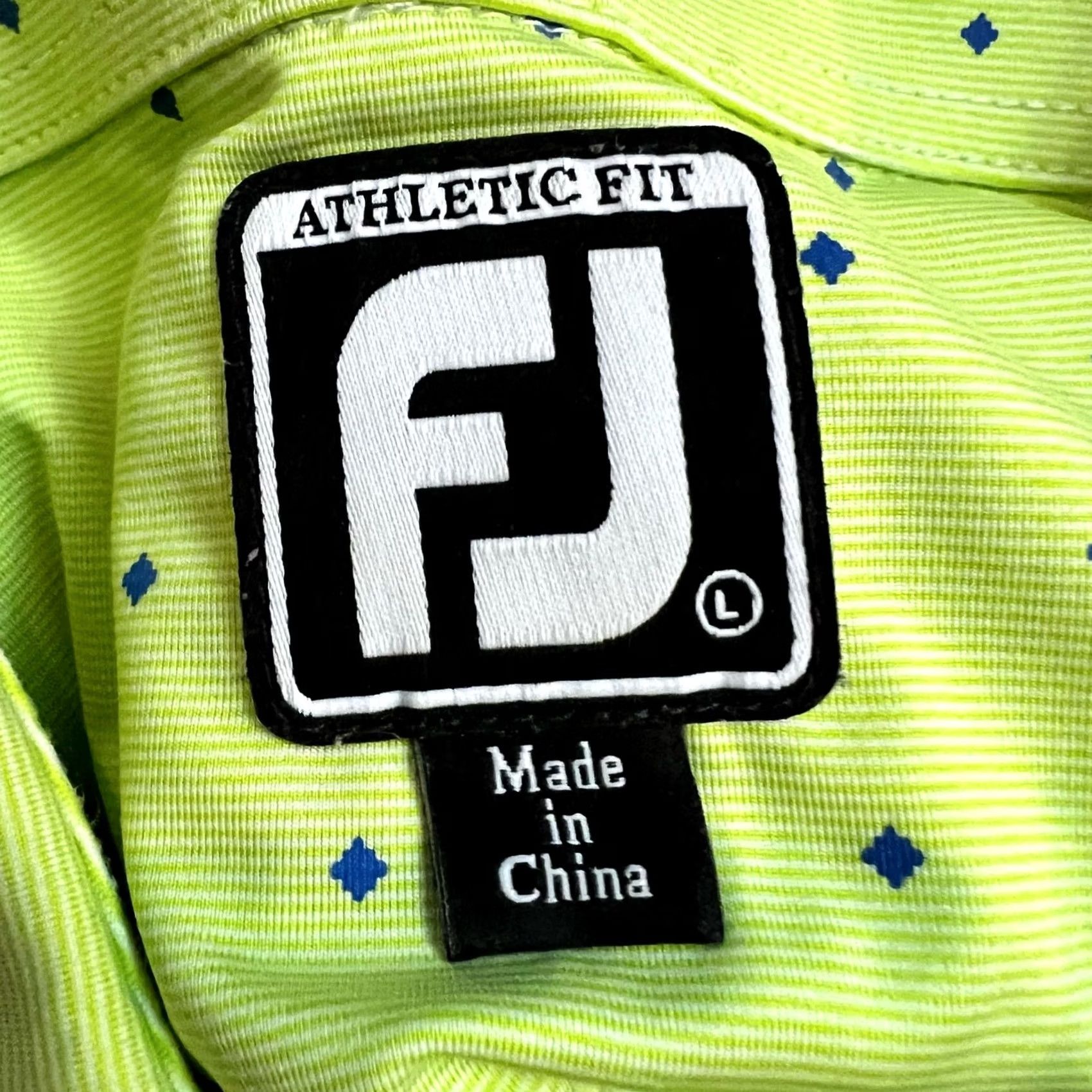 Footjoy Footjoy Shirt Mens L Green Polo Men All Over Geometric Print Gold Performance Size US L / EU 52-54 / 3 - 7 Thumbnail