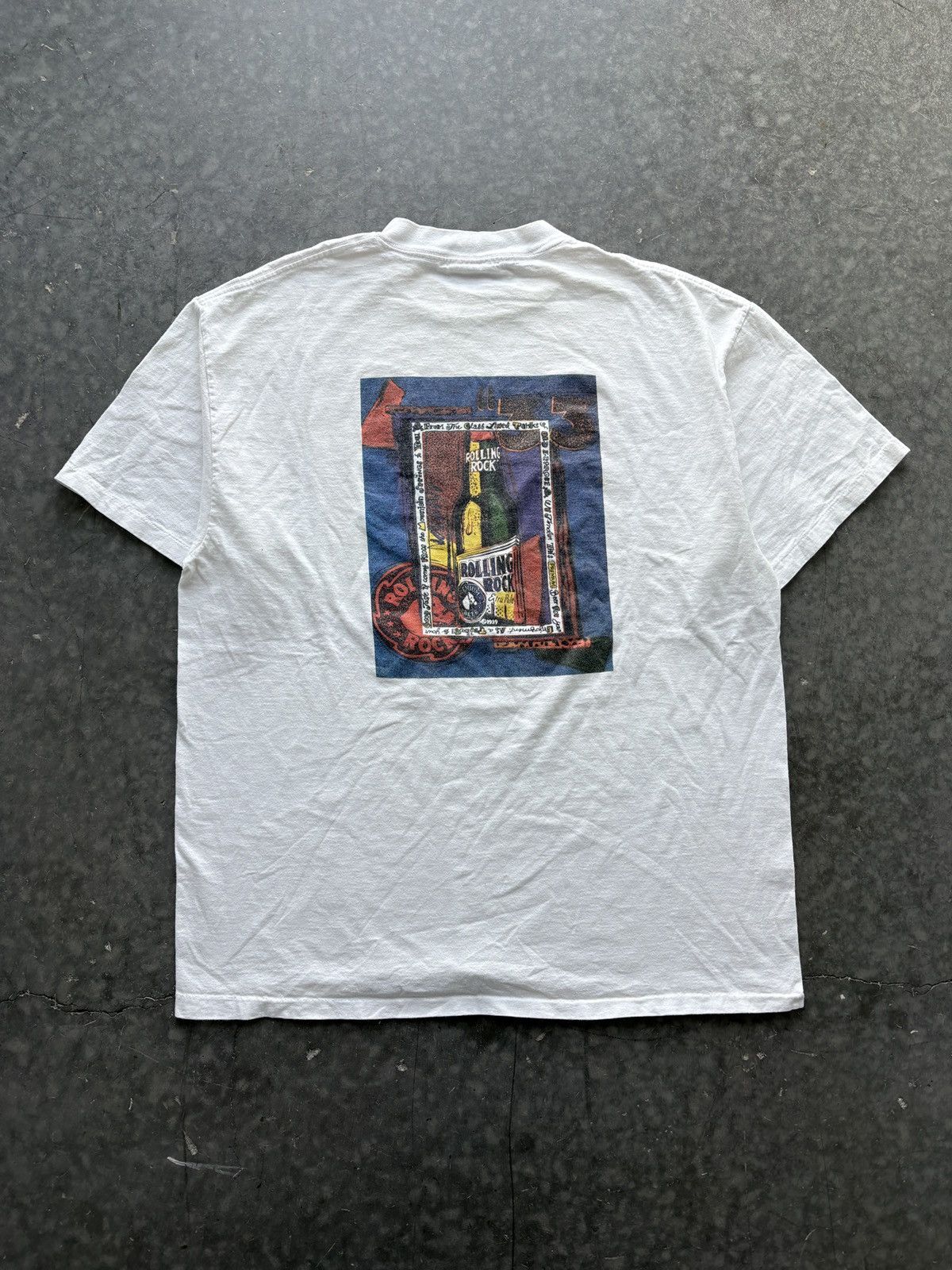 Vintage Vintage 90s Rolling Rock Beer Graphic Tee Size US XL / EU 56 / 4 - 1 Thumbnail
