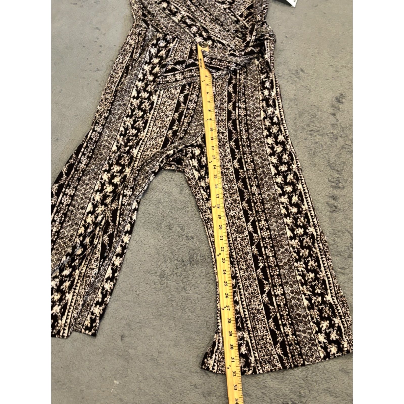 Vintage Connected Apparel Jumpsuit Womens 10 Brown Geometric Striped Flowy Boho Size 32" / US 10 / IT 46 - 5 Thumbnail