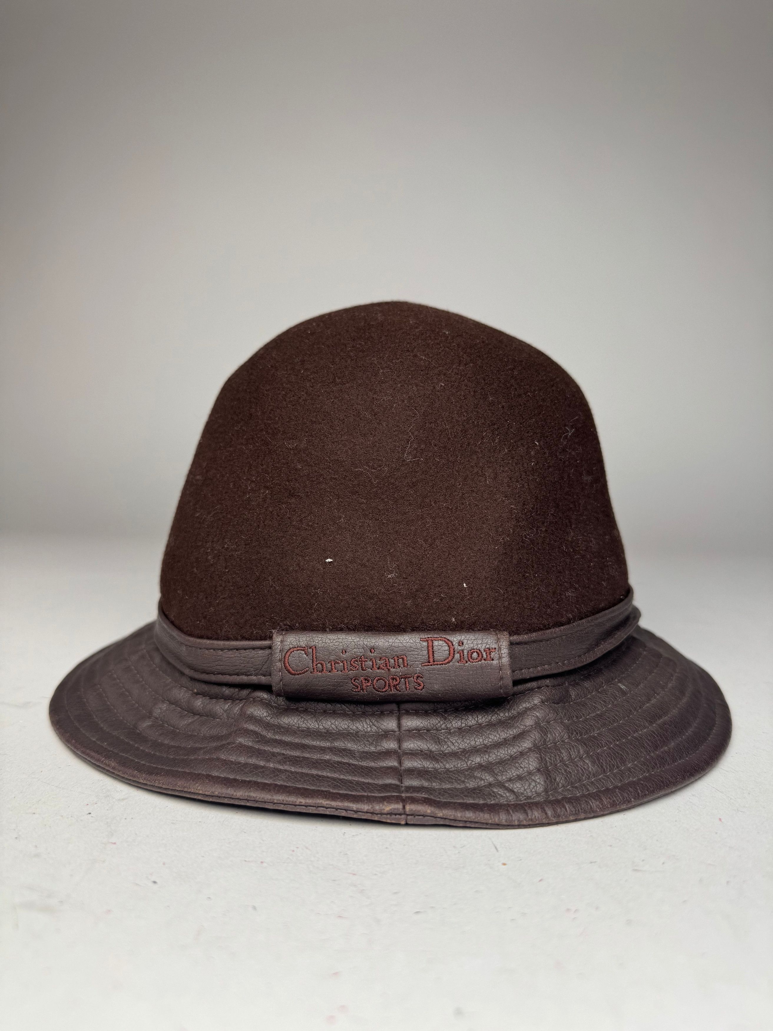 Dior Vintage Leather Wool Hat Brown Size ONE SIZE - 1 Thumbnail