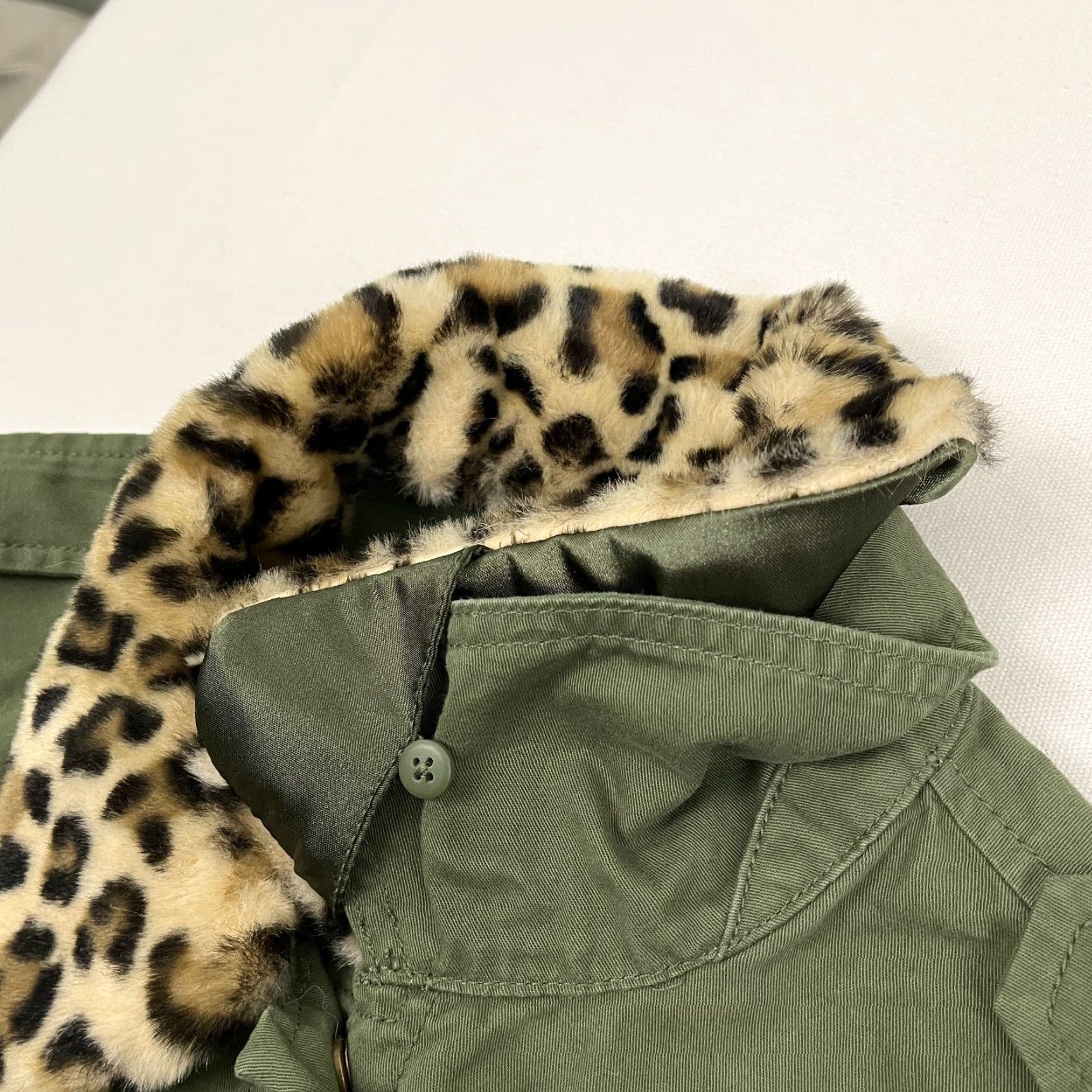 Gap GAP Jacket Womens L Green Army Military Faux Cheetah Trim Collar Utility Epaulet Jacket Size L / US 10 / IT 46 - 7 Thumbnail