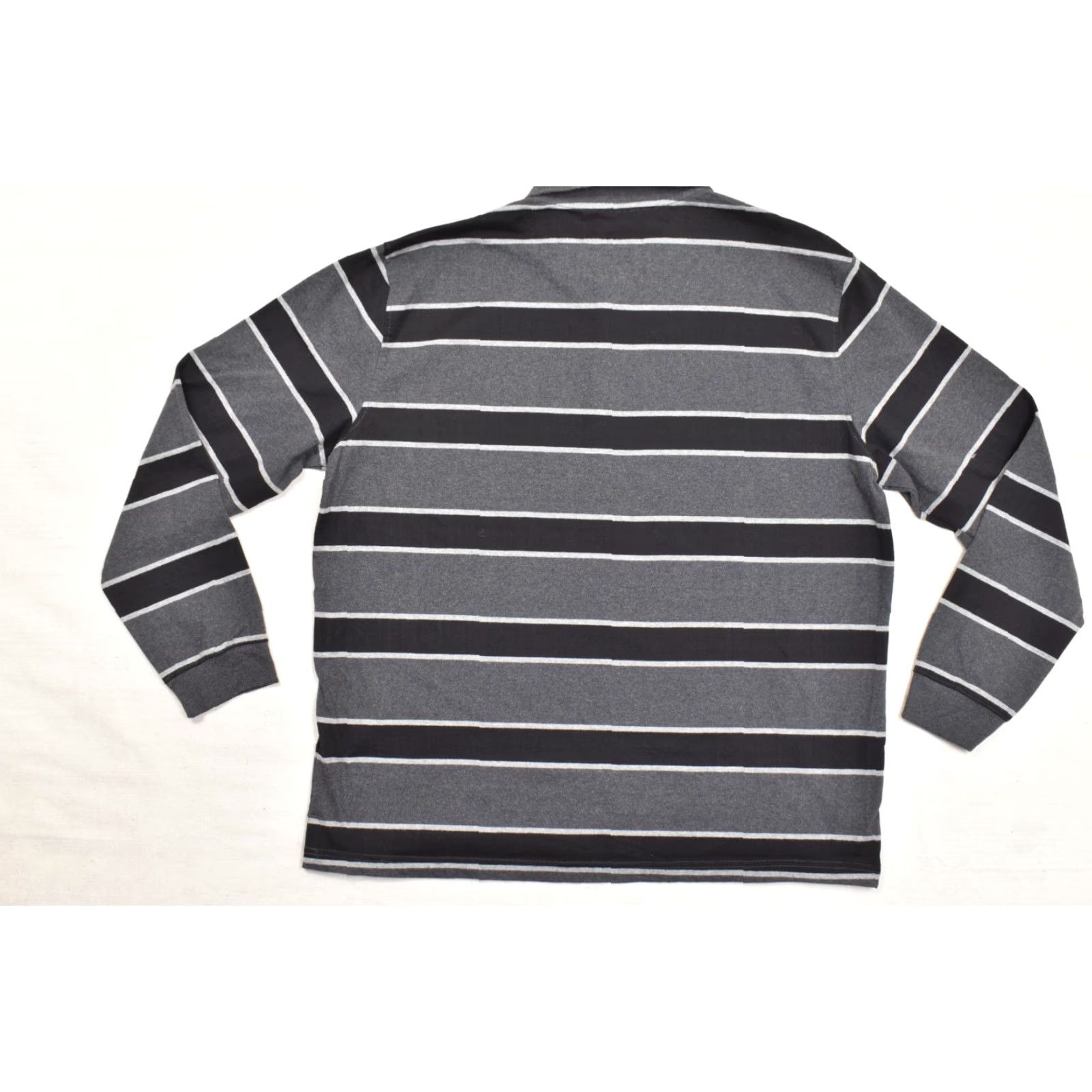 Vintage St. John's Bay Polo Shirt Men's XXL Legacy Sueded Jersey Striped Long Sleeve Gray Black Button Collared Casual Golf Super Soft Size US XXL / EU 58 / 5 - 7 Thumbnail