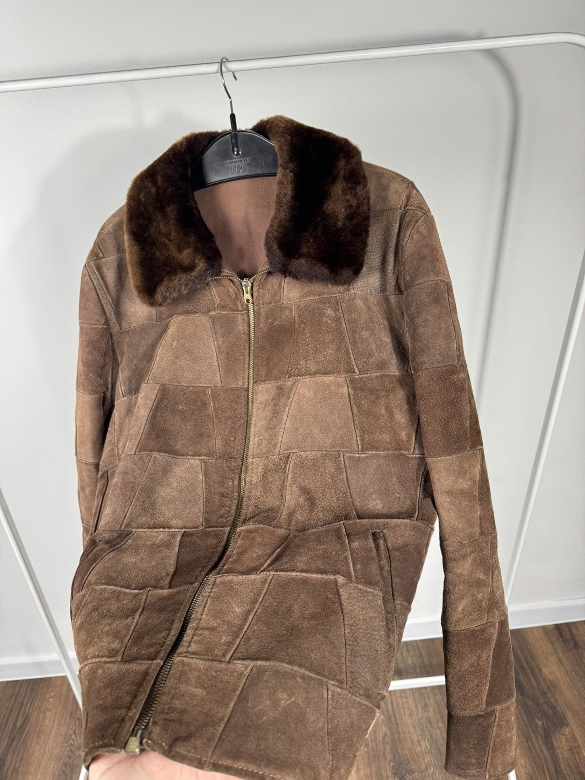 Other Vintage Brown Patchwork Leather Jacket Shearling Collar Zip Size US XL / EU 56 / 4 - 6 Thumbnail