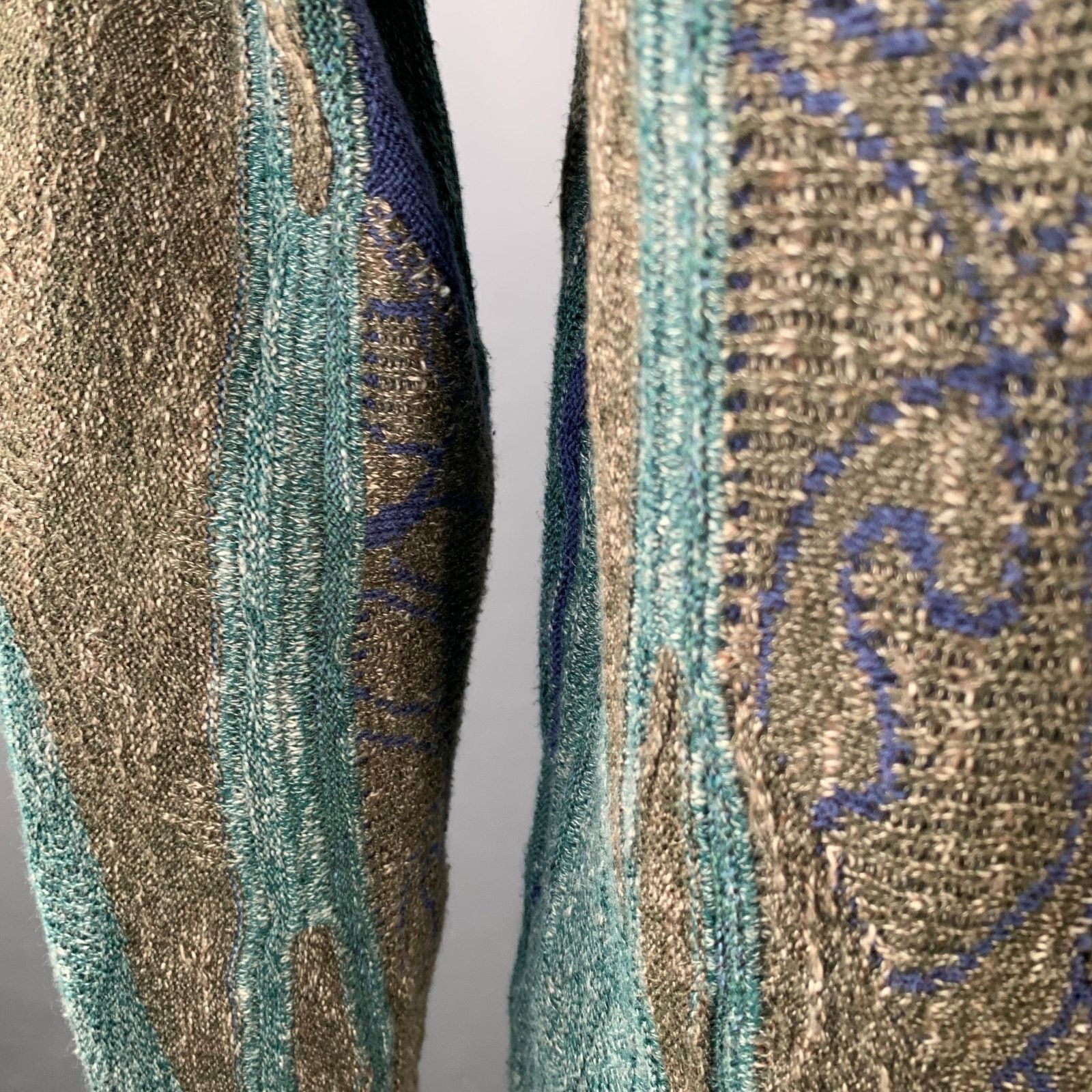 Emporio Armani EMPORIO ARMANI Green Blue Cotton Linen Crew Neck Sweater Size US L / EU 52-54 / 3 - 5 Thumbnail