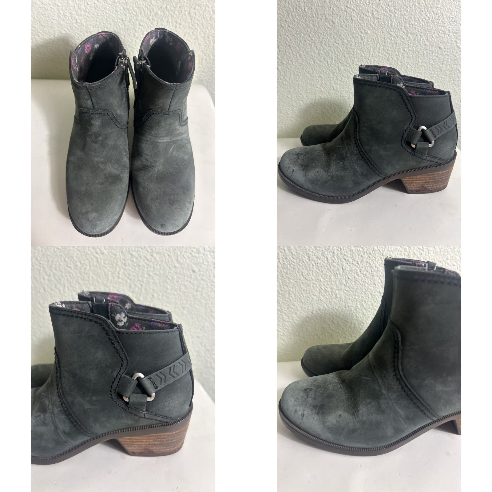 Teva Teva Bootie Women Olive Green Leather Ankle Zip Close Block Heel 8 Size Shoes Size US 8 / IT 38 - 8 Thumbnail