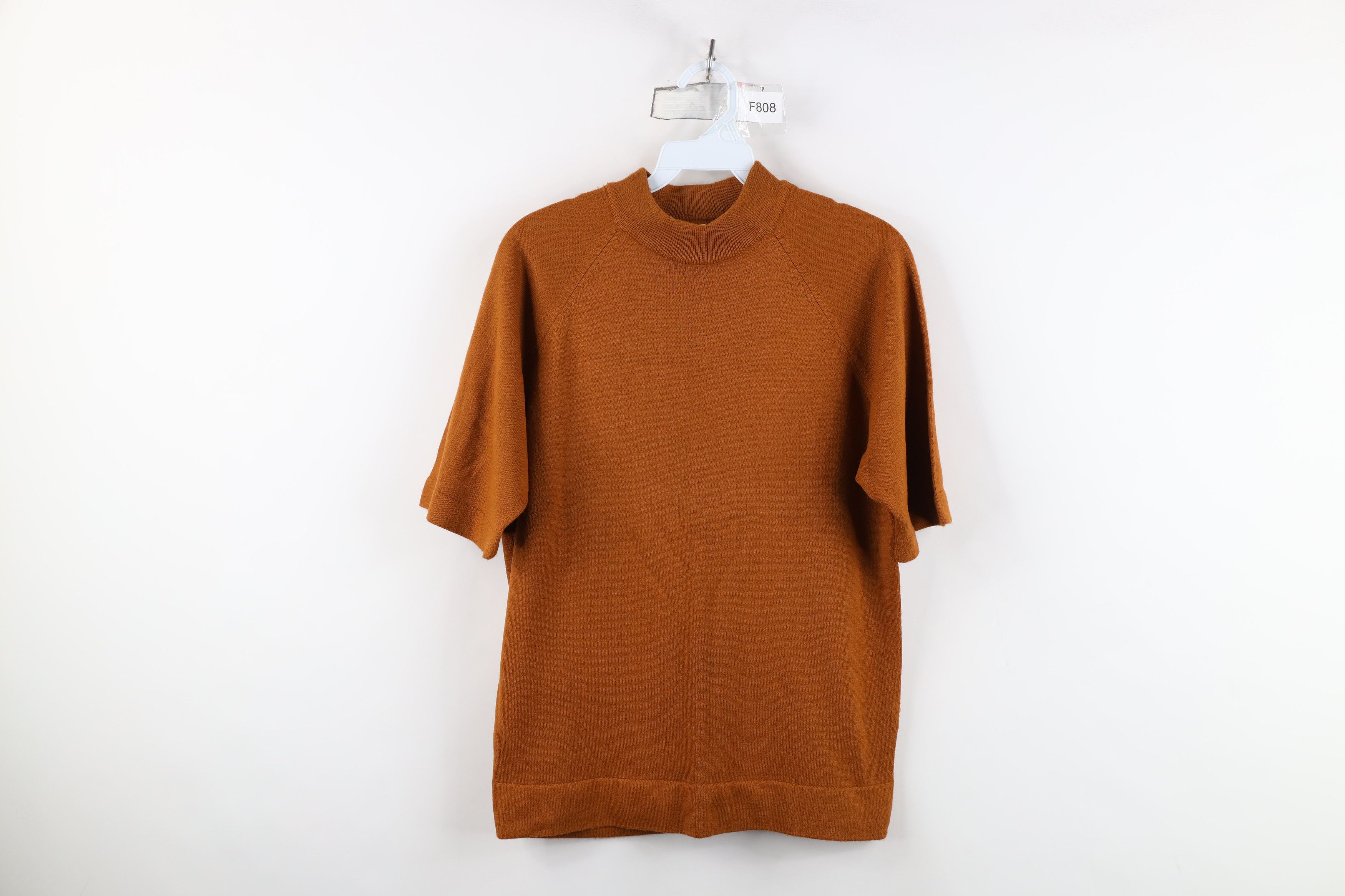 Vintage 50s Streetwear Short Sleeve Sweater Burnt Orange USA