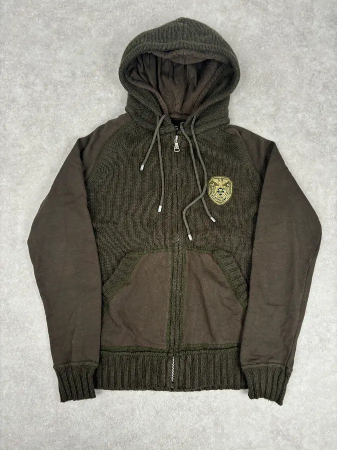 Dolce & Gabbana AW2003 Dolce & Gabbana Khaki Wool Embroidered Zip-up Hoodie Size S / US 4 / IT 40 - 1 Thumbnail