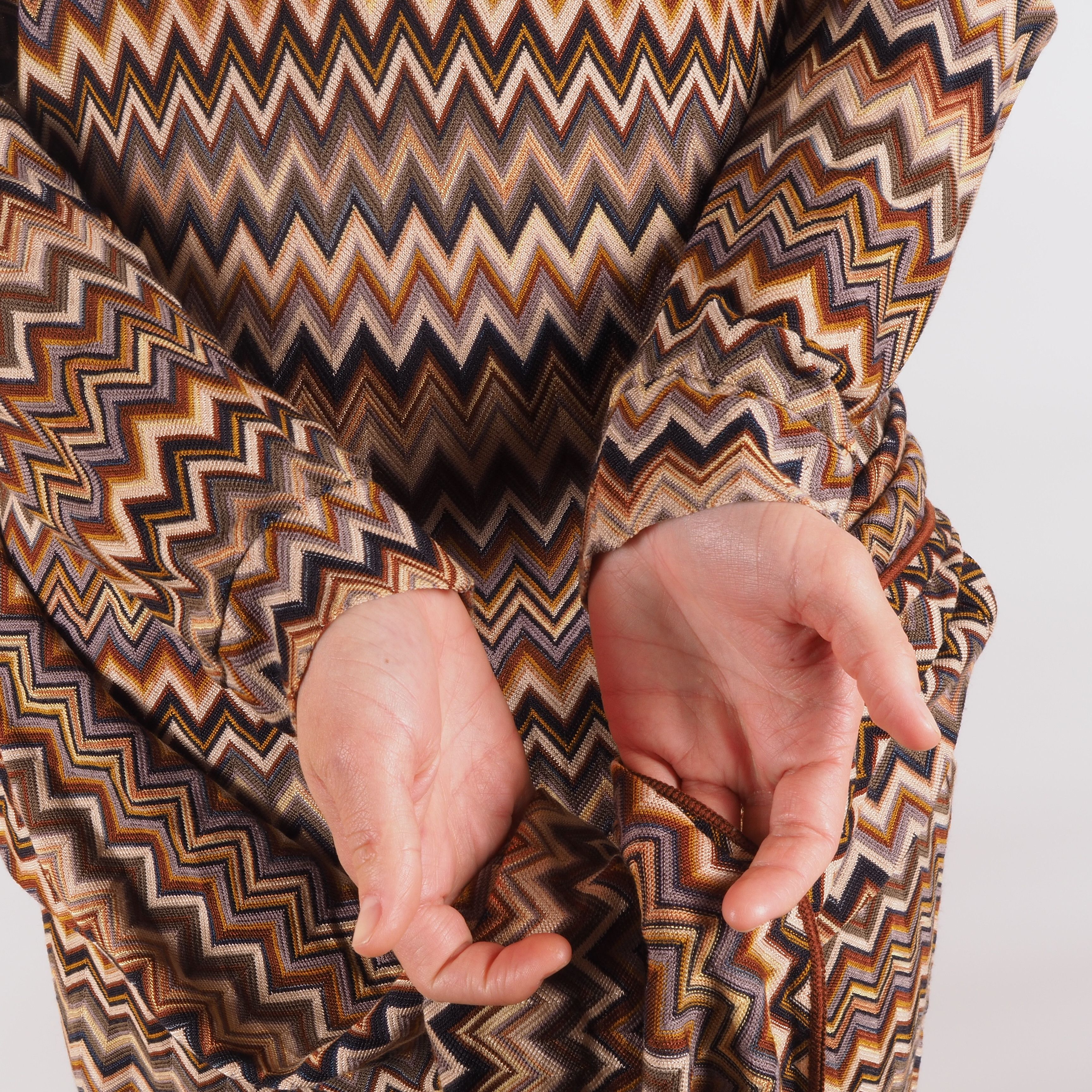 Missoni Missoni Vintage Knit Belted Chevron Zigzag Dress Brown Size L / US 10 / IT 46 - 4 Thumbnail