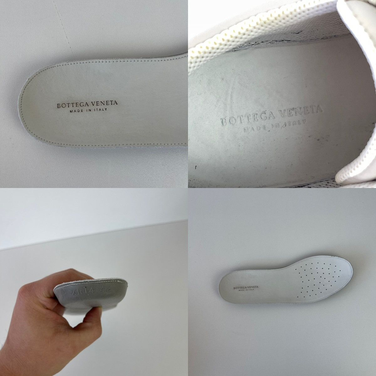 Bottega Veneta Bottega Veneta Intrecciato Low Top Leather Sneakers White Size US 9 / EU 42 - 10 Thumbnail