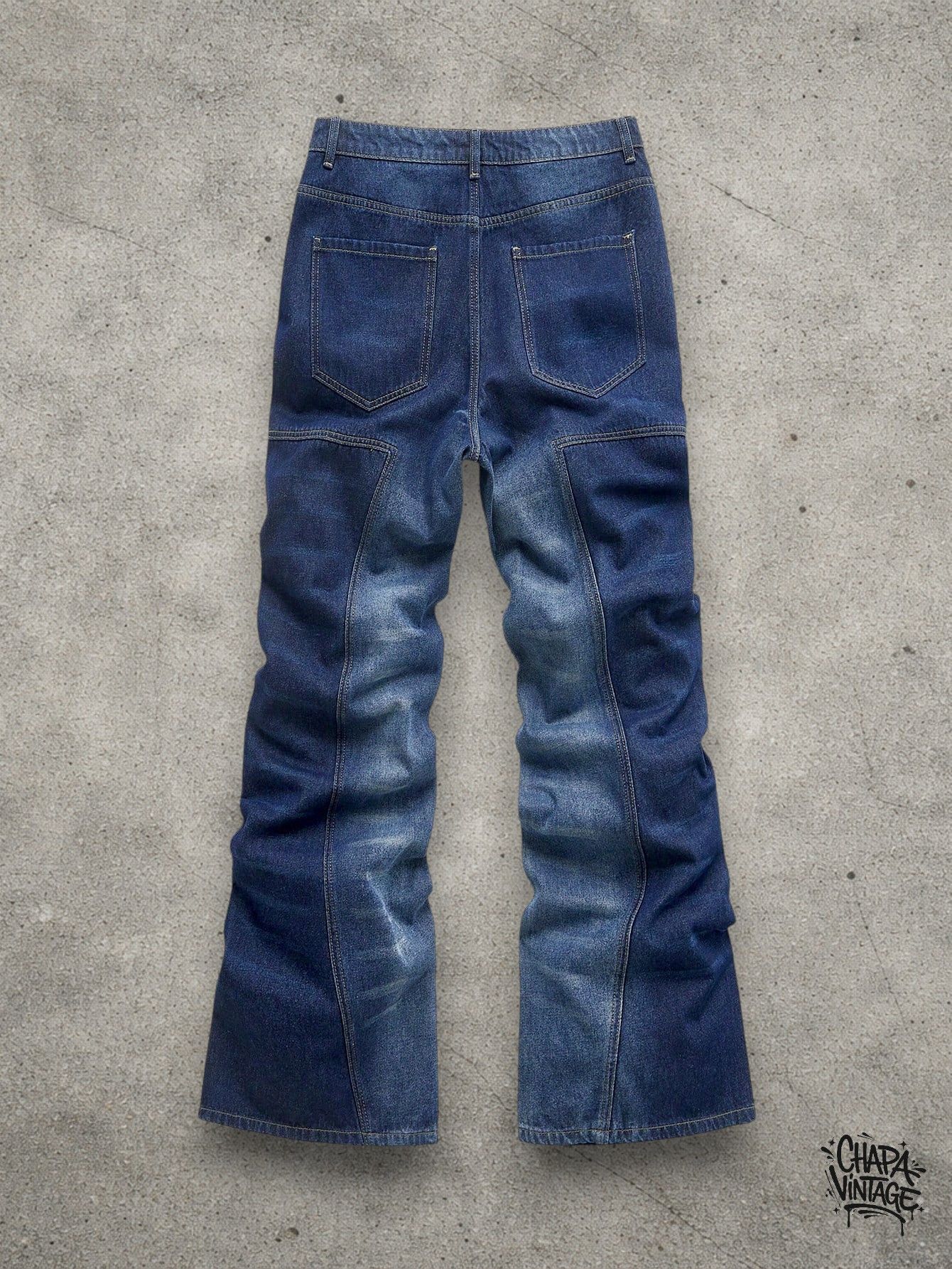 Japanese Brand Slim stacked graphic jeans Size US 32 / EU 48 - 2 Thumbnail