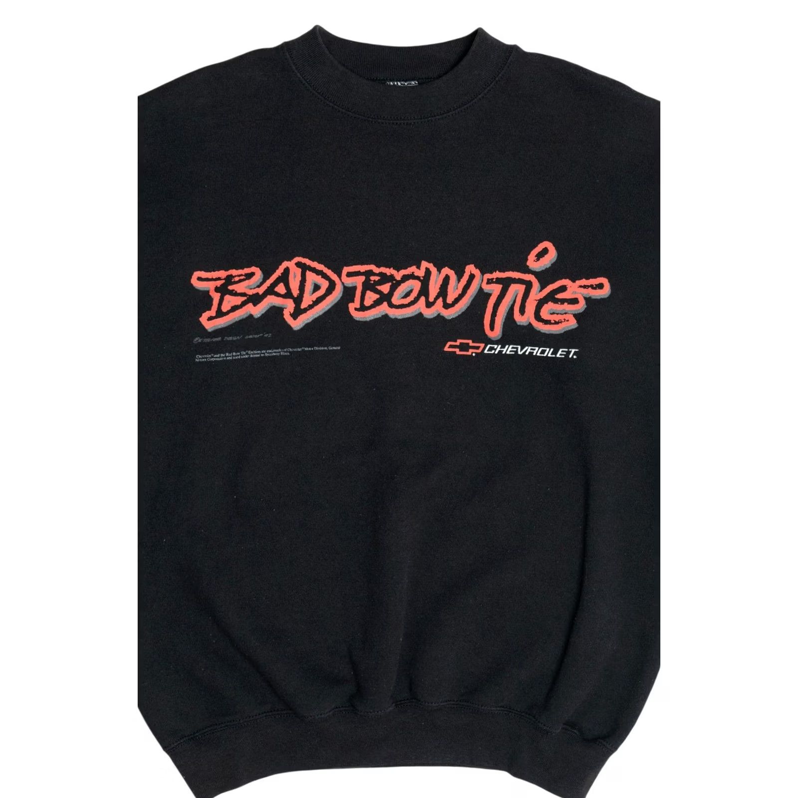 Fruit Of The Loom VINTAGE Chevrolet Promo Sweatshirt "Bad Bow Tie" Large Black 1990s Fruit of the Loom USA Cotton Polyester Size US L / EU 52-54 / 3 - 5 Thumbnail