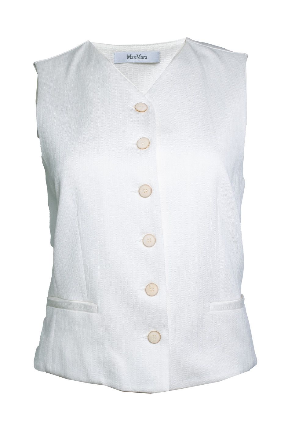 Max Mara Max Mara, white sleeveless Mirella vest Size L / US 10 / IT 46 - 1 Thumbnail
