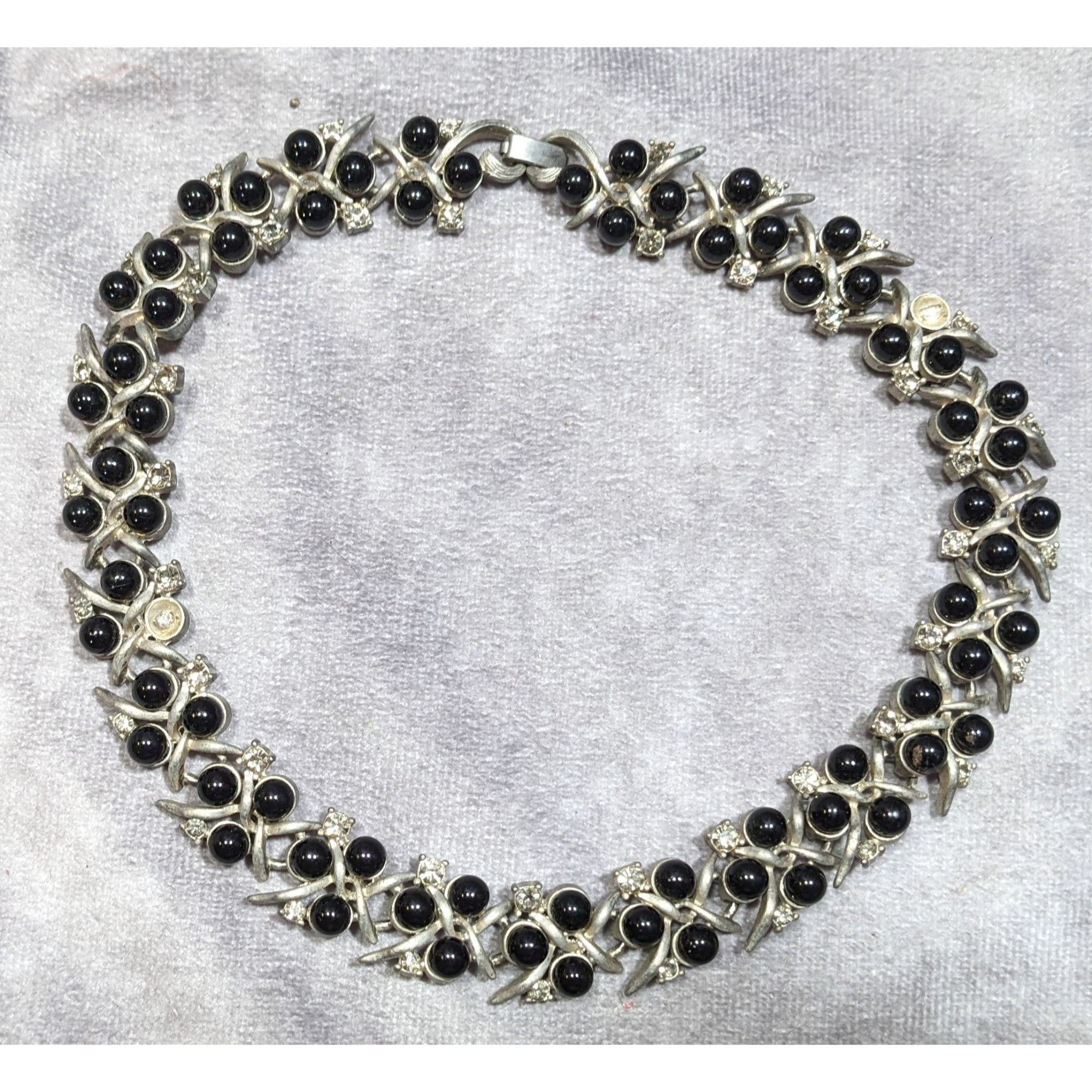 Other Vintage Black Gem And Rhinestone Studded Silver Tone Necklac Size ONE SIZE - 8 Thumbnail