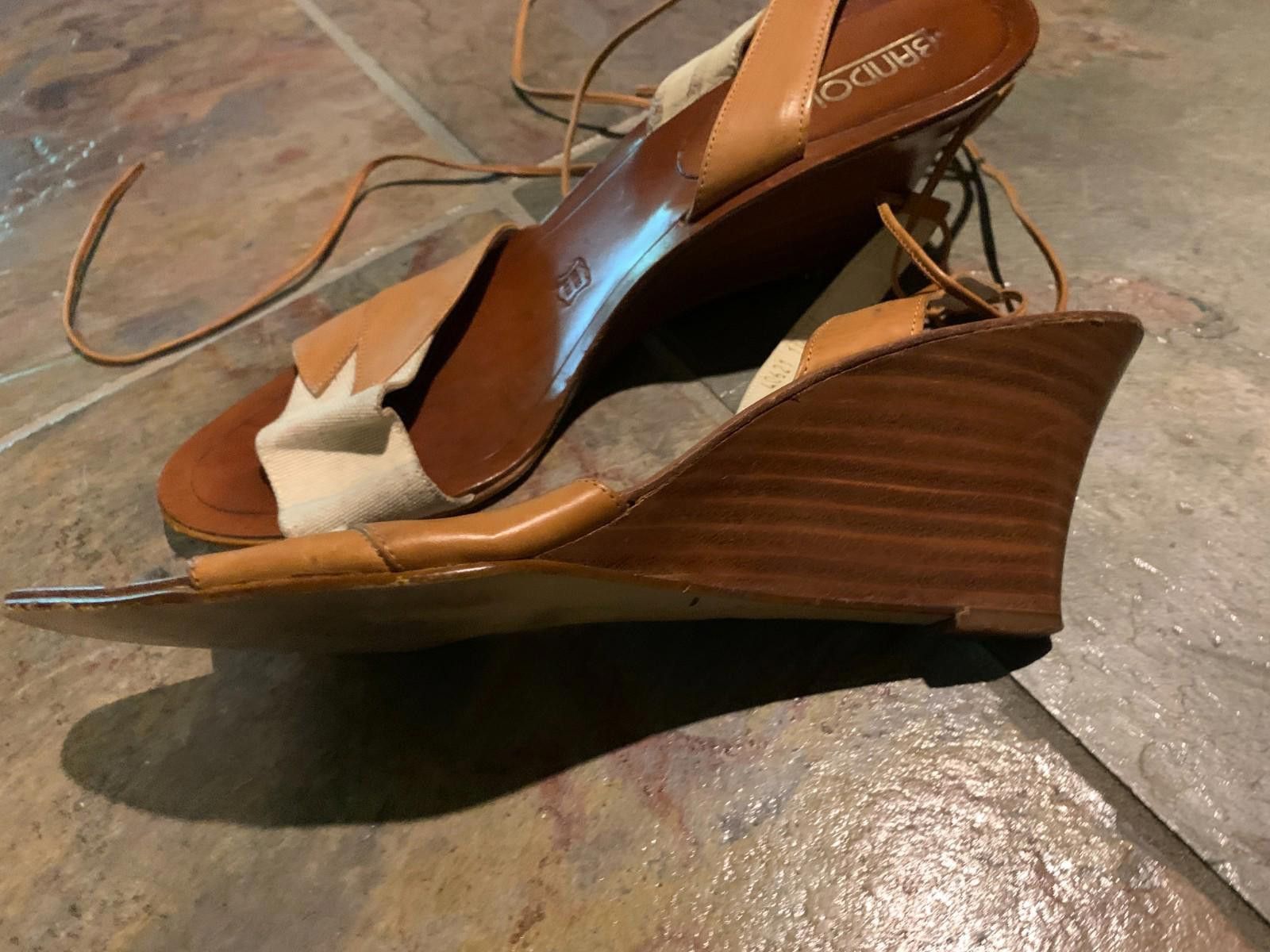 Designer Womens Bandalino Wedge Sandals Lace Up Size 10M ITALY (S614) Size US 10 / IT 40 - 9 Thumbnail
