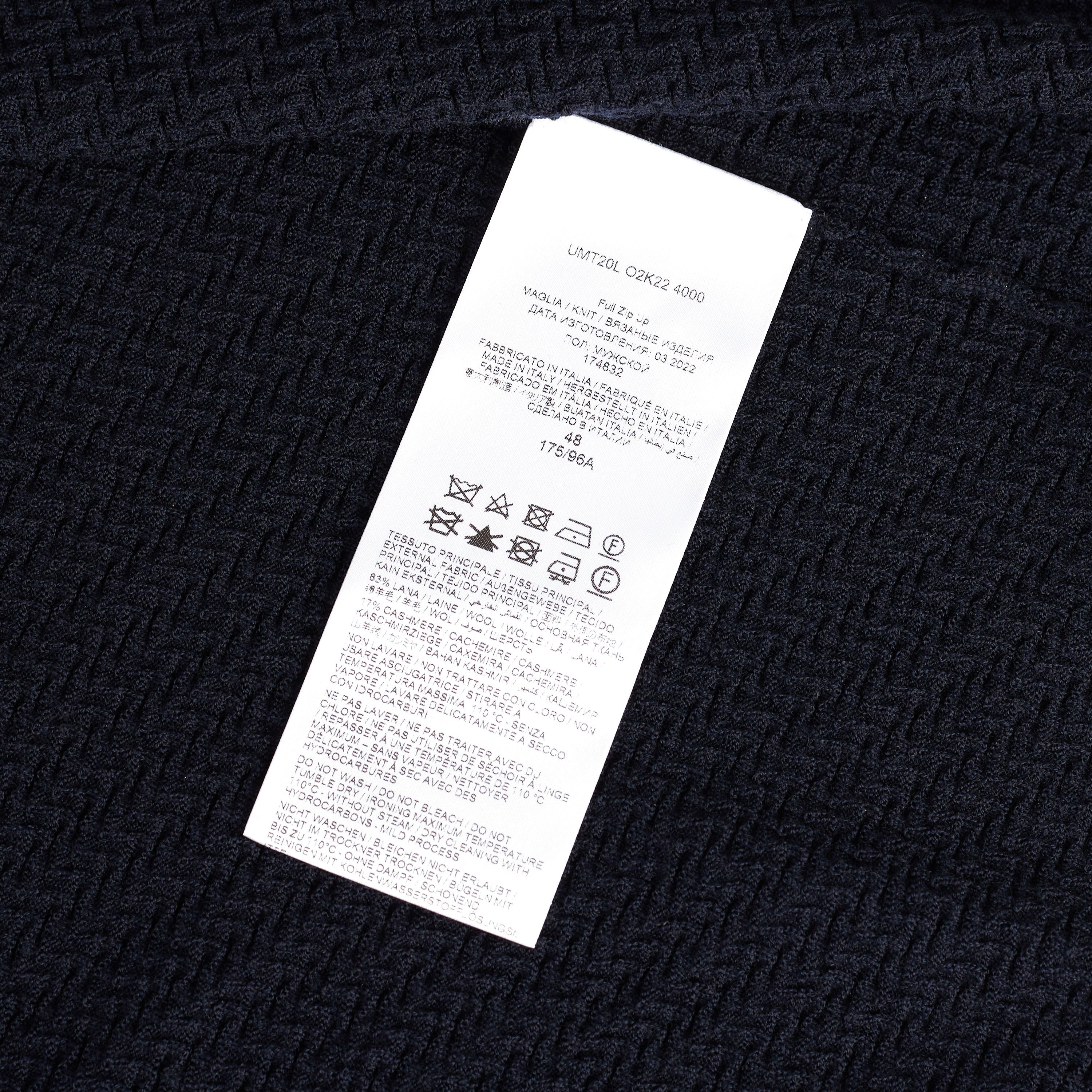 Brioni Navy Blue Full Zup Up Sweater - Regimental Knit Motif Size US M / EU 48-50 / 2 - 9 Thumbnail
