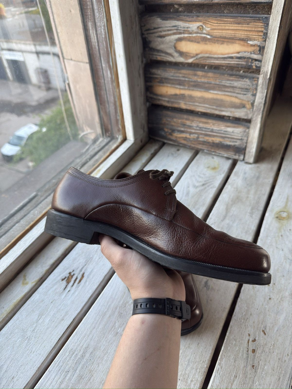 Bally × Designer Made in Italy Brown Leather Derby Shoes – Minimalist Formal Size US 10 / EU 43 - 7 Thumbnail