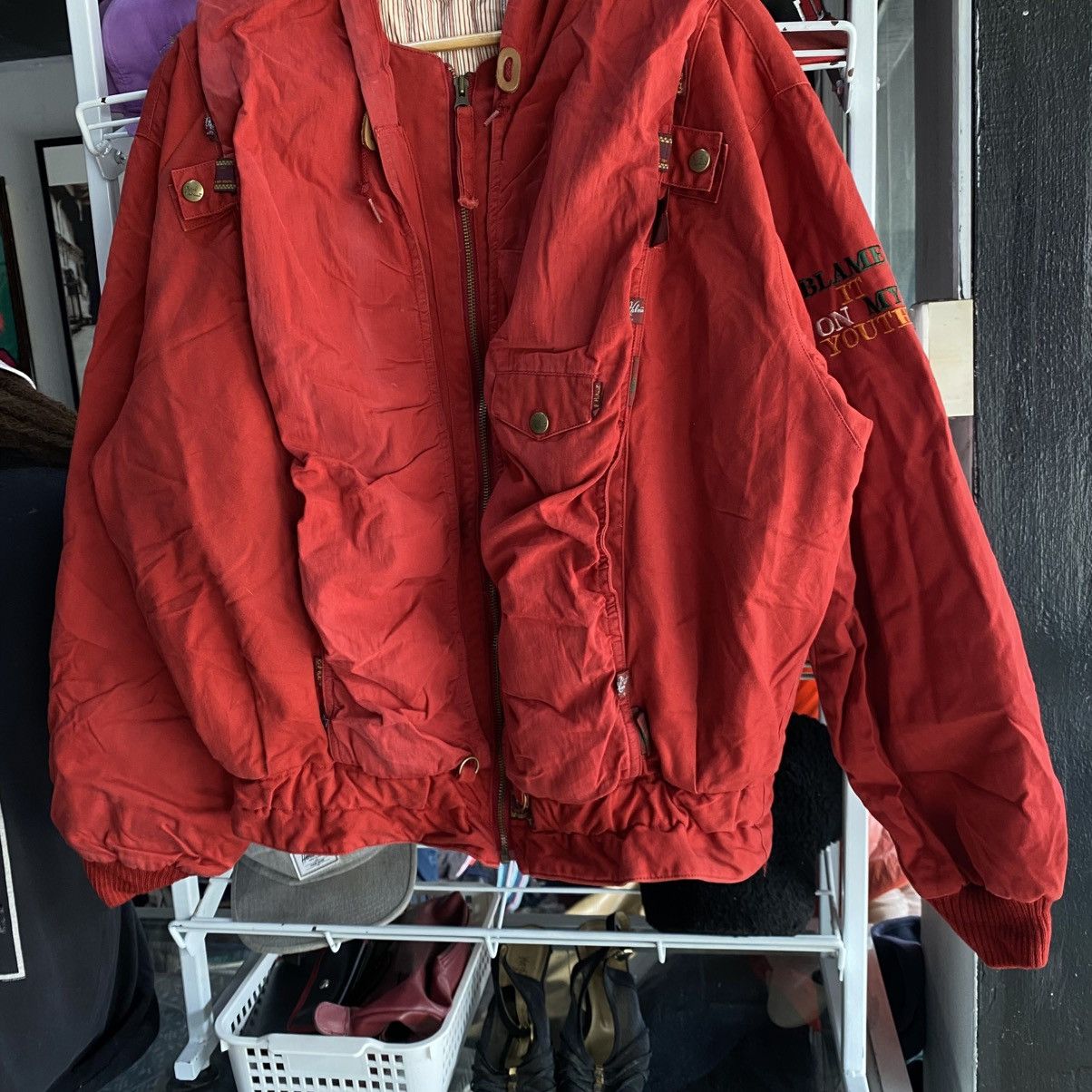 Karl Helmut RARE🔥 Karl Helmut Red Bomber jacket Hooded Size US M / EU 48-50 / 2 - 5 Thumbnail