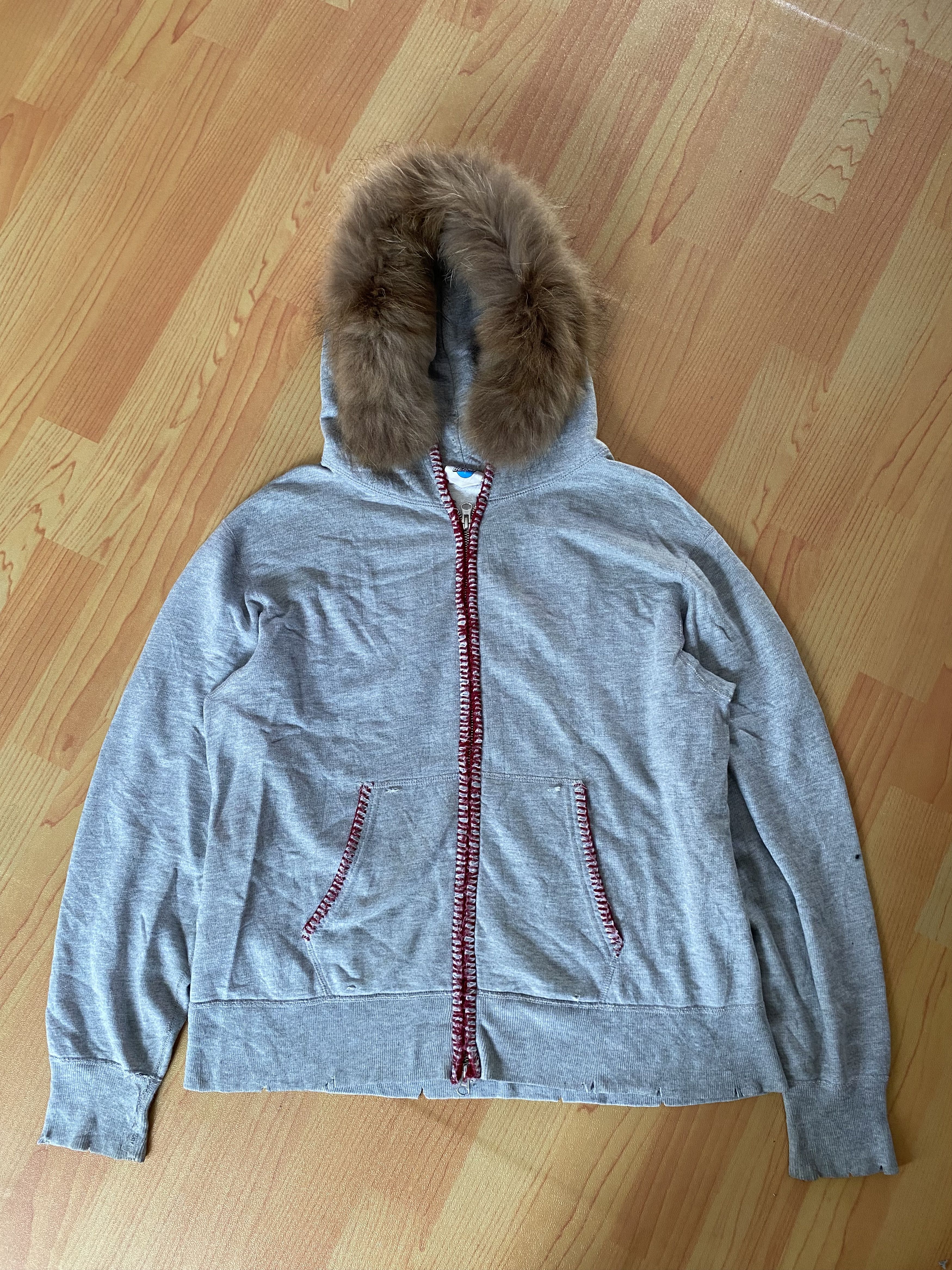 Beams distressed Fur hoodie LGB style