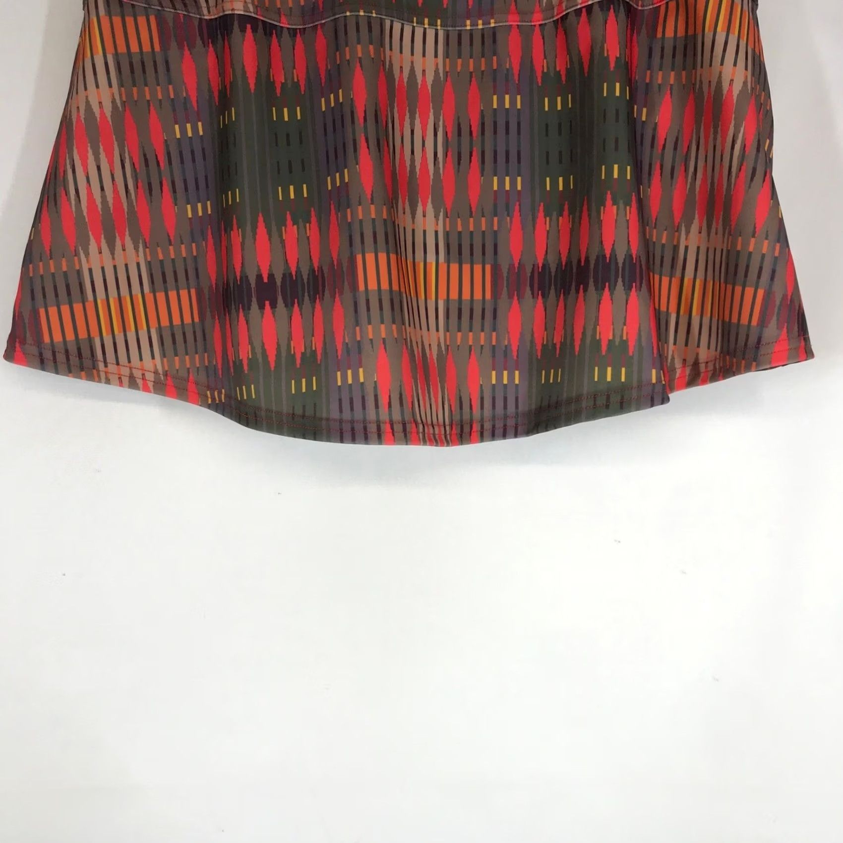 Prana prAna Women Swim Skirt Bottom Geometric Ikat Print Orange Multicolor Athletic Quick Dry Lined Elastic Waist Size 28" / US 6 / IT 42 - 6 Thumbnail