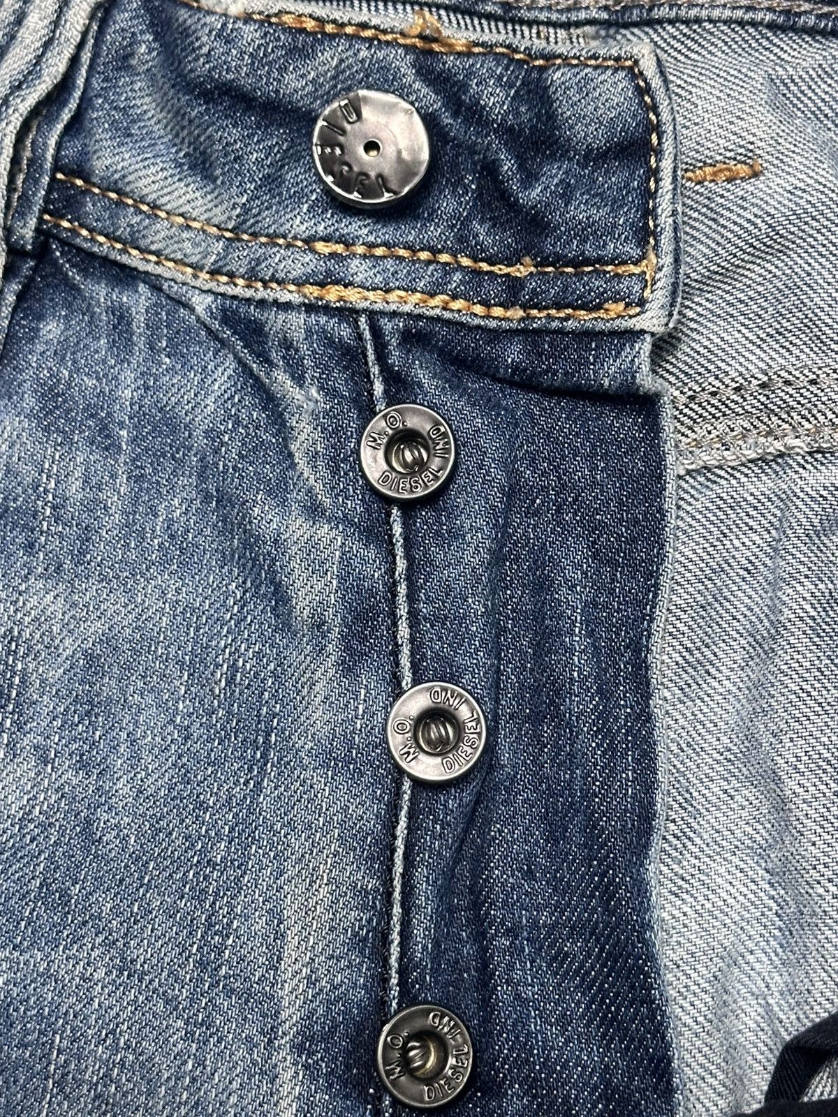 Diesel Diesel Viker Medium Blue Distressed Button Fly Faded Jeans Size US 31 - 10 Thumbnail