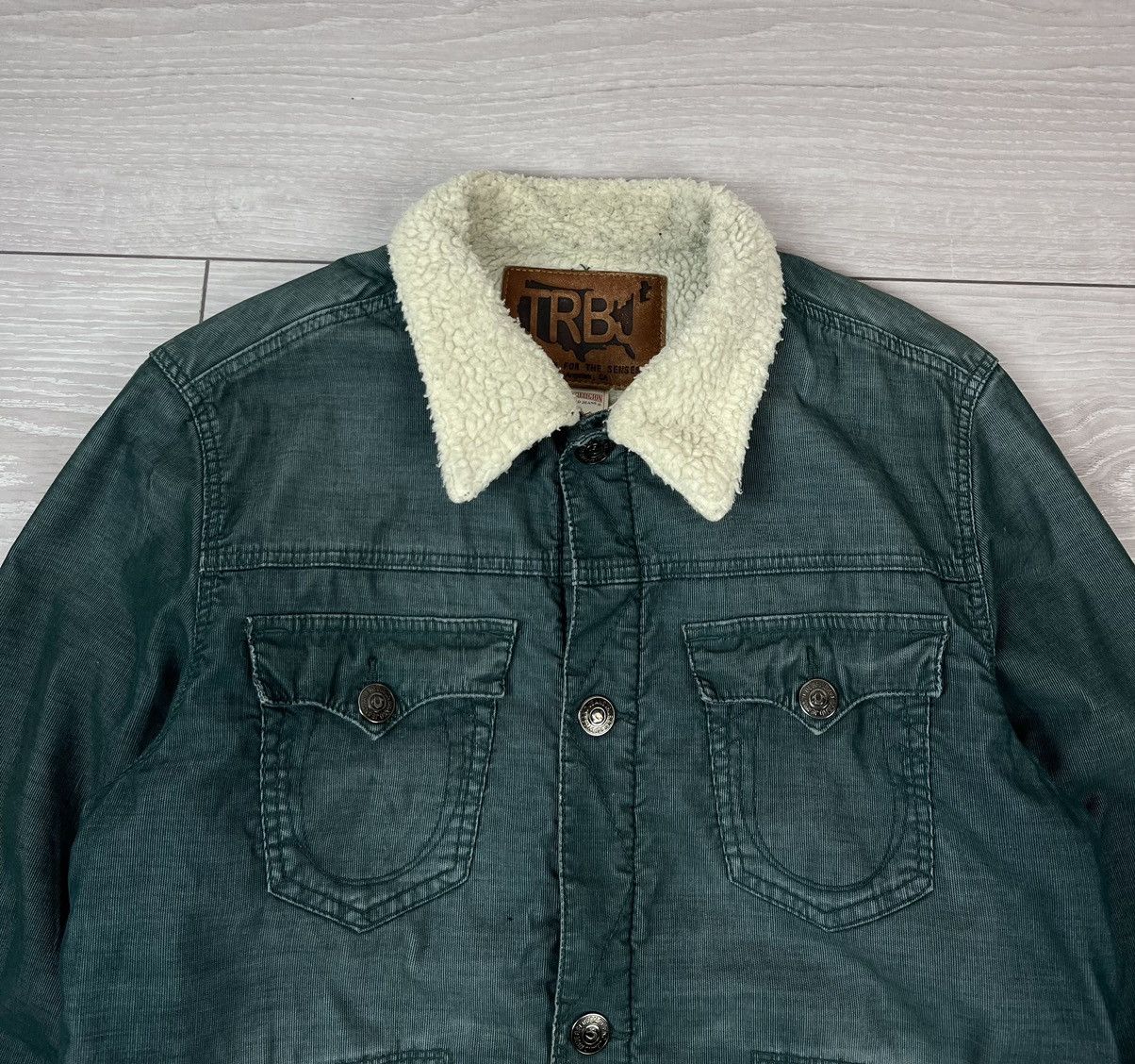 True Religion True Religion Green Logo Sherpa Jacket Streetwear Size US L / EU 52-54 / 3 - 5 Thumbnail