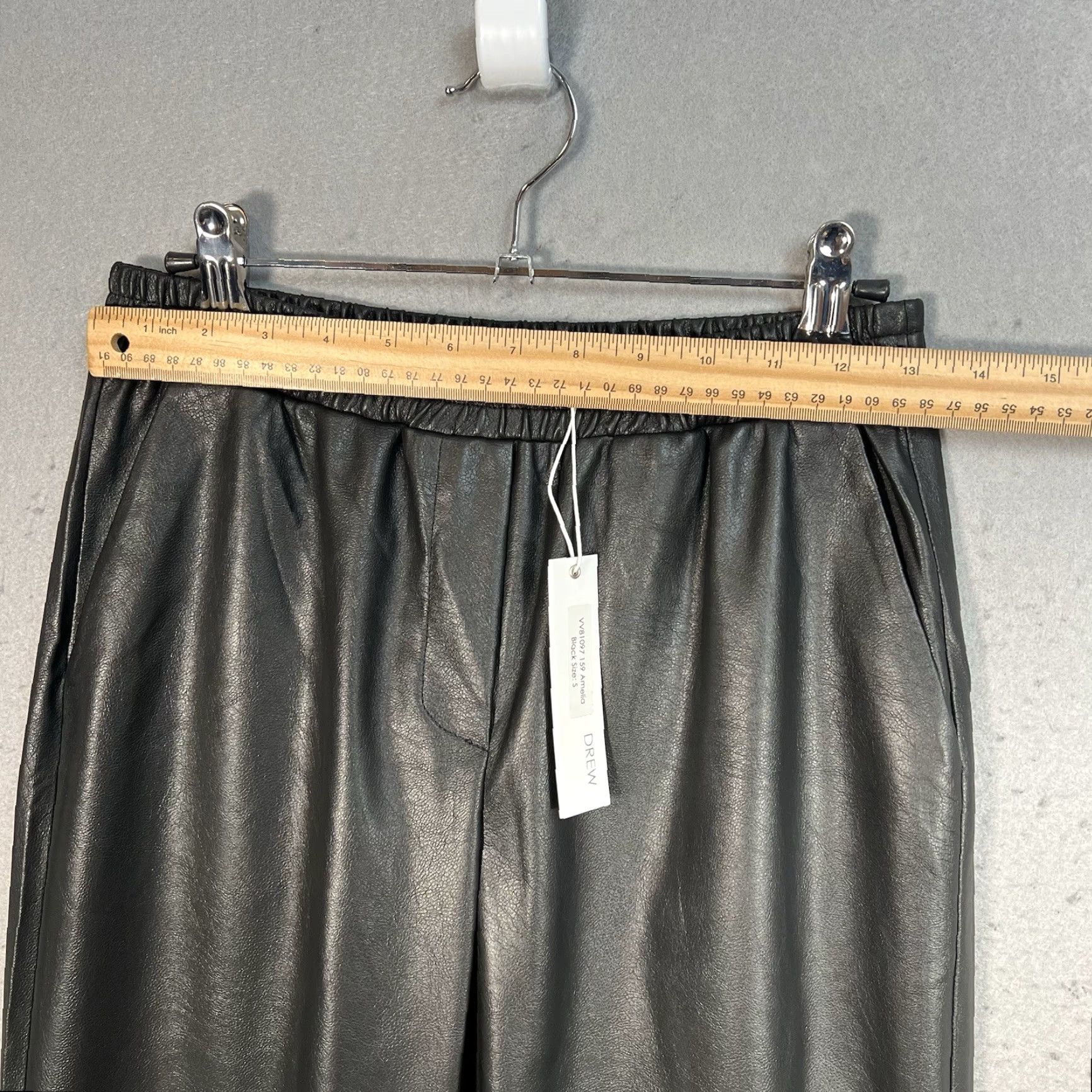 Drew Drew Womens Faux Leather High Rise Straight Leg Pants Black Sz Small Ankle Cuff Size 28" / US 6 / IT 42 - 3 Thumbnail