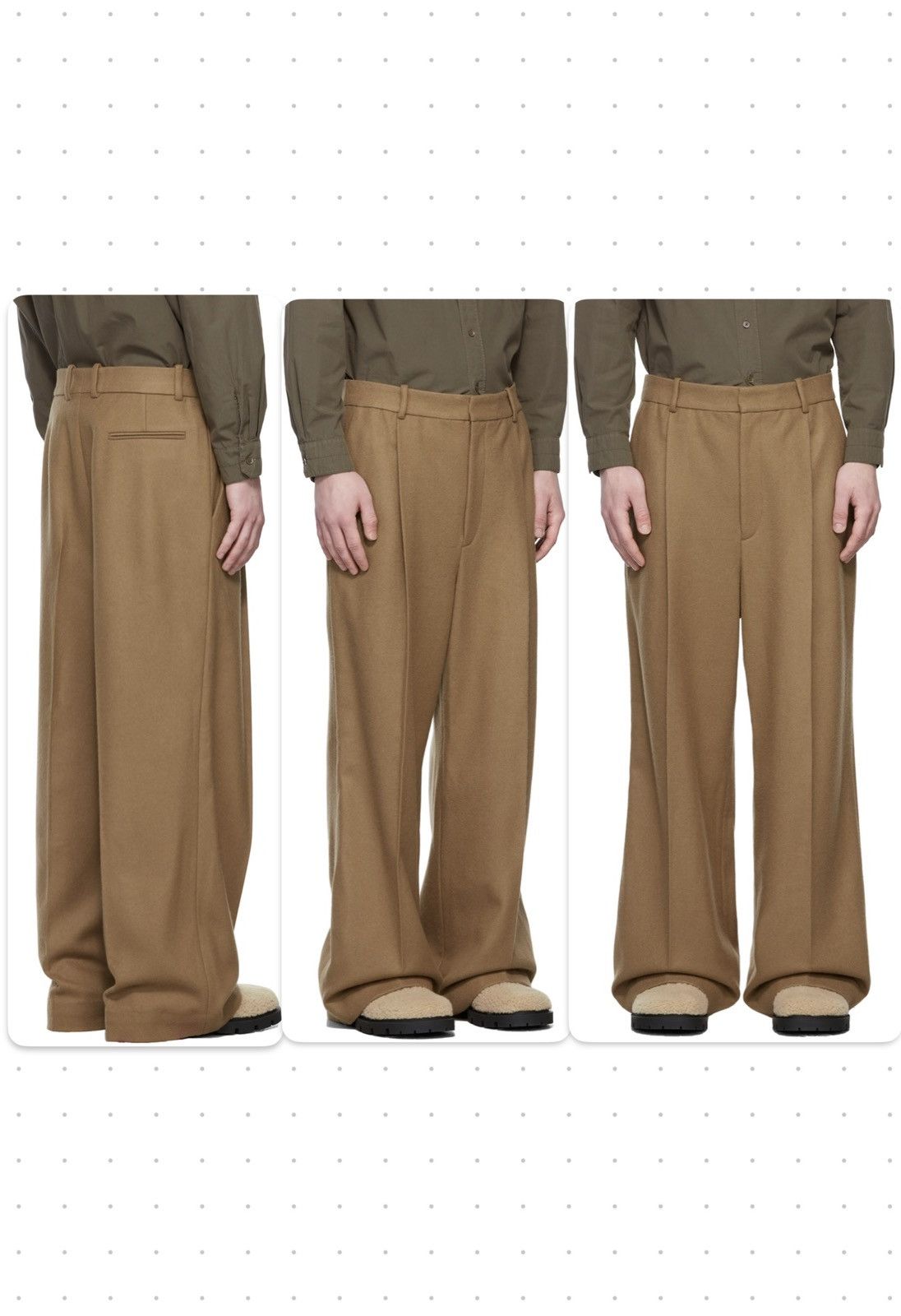 image of Hed Mayner Final Price Wide Leg Wool Trousers In Camel, Men's (Size 32)