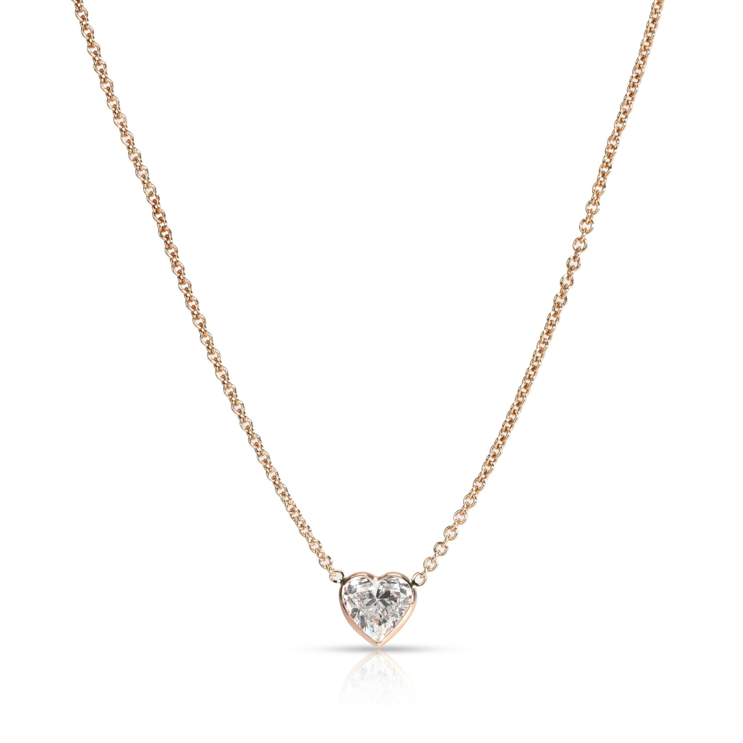 image of Tiffany Co Gia Certified Bezel Set Diamond Necklace In 14K Rose Gold F Si1 0.85 Ctw, Women's