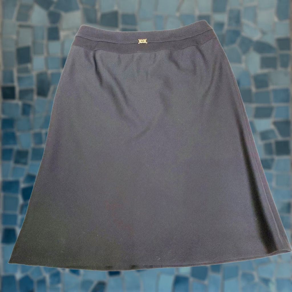 Escada ESCADA Black Wool Gold "E" Accent Skirt Women's Size 34 Size 24" / US 00 / IT 34 - 1 Thumbnail
