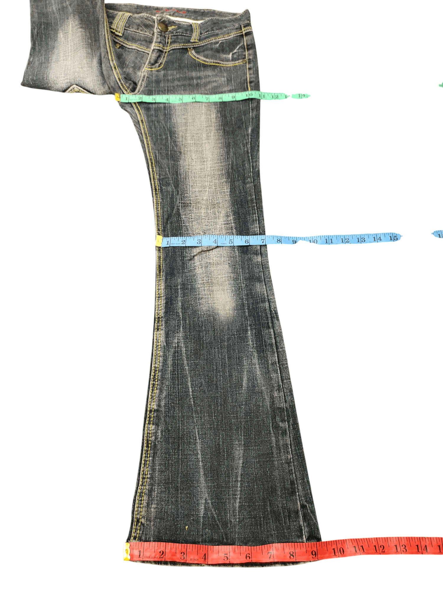 Tornado Mart Flare Jeans Chow Tribal Clawmark Denim Bootcut Low Rise Size US 28 / EU 44 - 16 Thumbnail