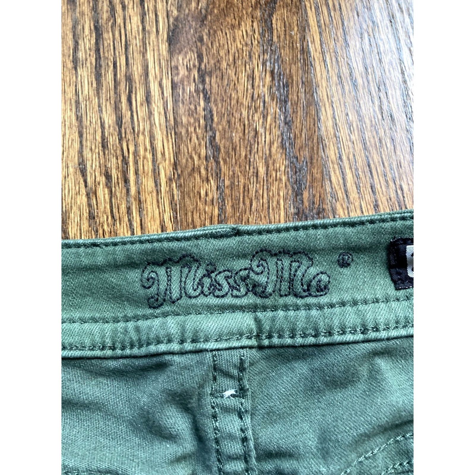 Miss Me Miss Me Jeans Womens Size 29 Hunter Green Skinny Embroidered Stretch Mid Rise Jeans Size 29" - 7 Thumbnail