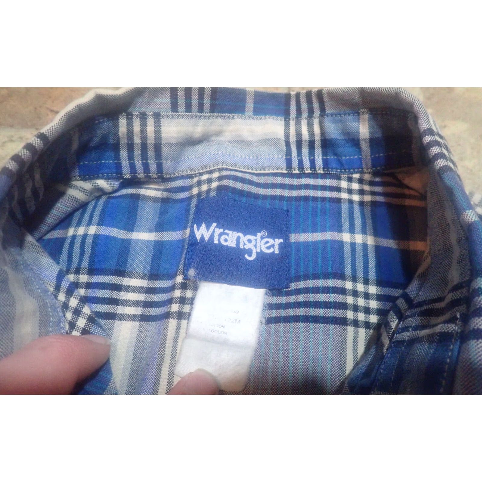 Wrangler VINTAGE Wrangler Plaid Button-Down Shirt Wrangler Blue Plaid Cowboy Mens Cotton Flannel Shirt XL Size US XL / EU 56 / 4 - 4 Thumbnail