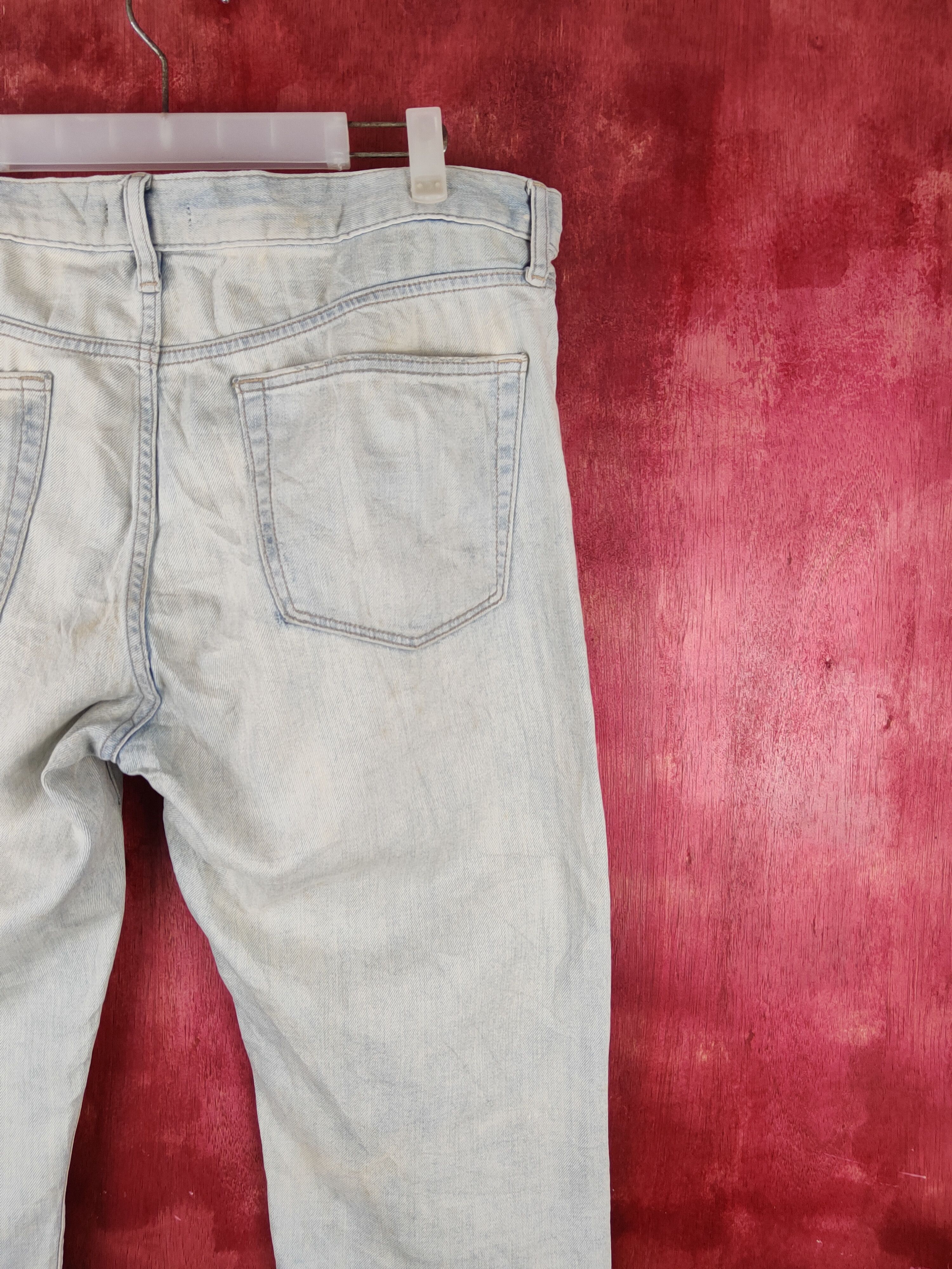 Japanese Brand Uniqlo Faded Distressed dirty patchwork ripped Denim #S1533 Size US 37 - 13 Thumbnail