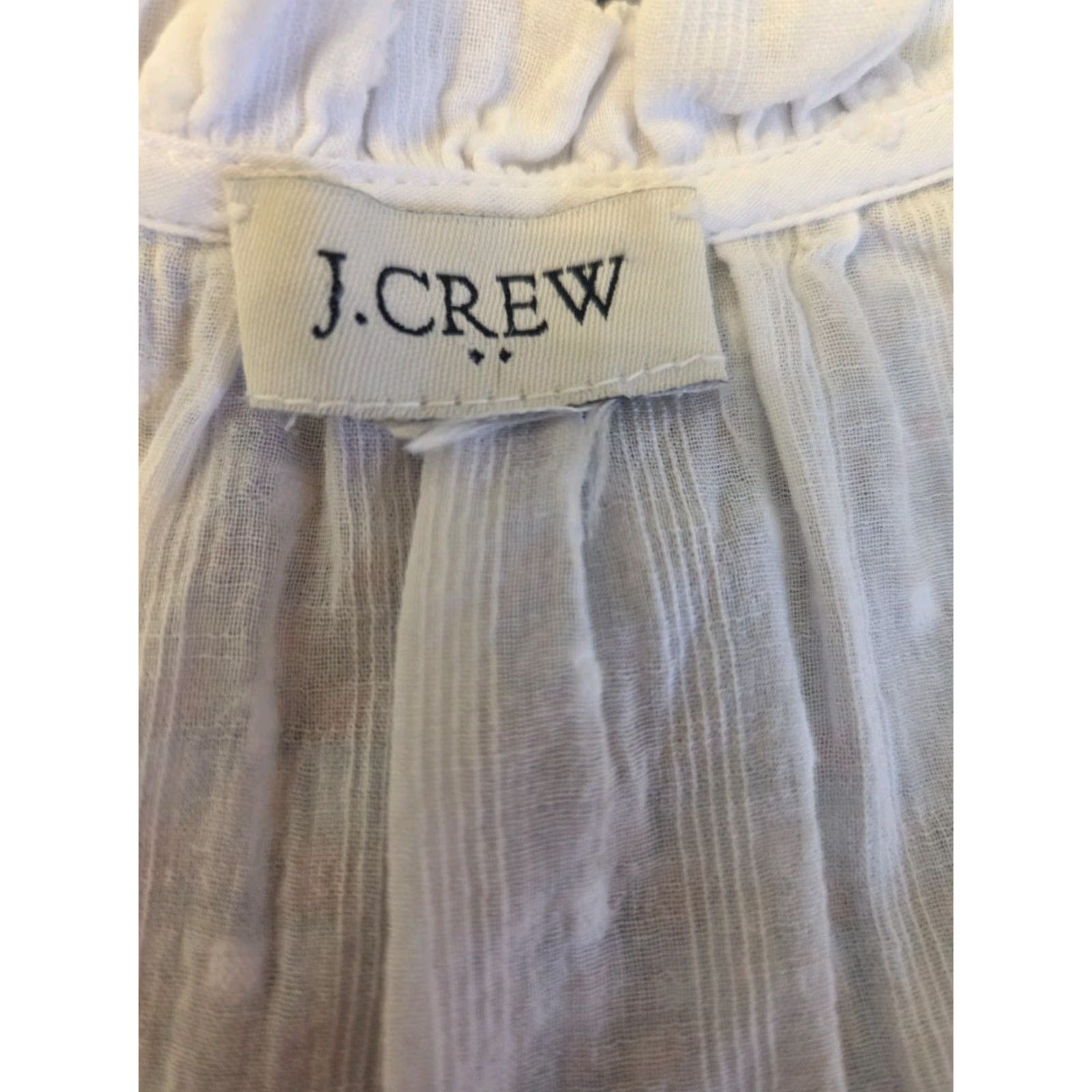 J.Crew J.CREW White Swiss Dot Textured Stripe Peasant Top Hippie Boho XL Womens Shirt Blouse V-Neck Long Sleeve Balloon Sleeve Casual Vintage: No N/A? Size XL / US 12-14 / IT 48-50 - 6 Thumbnail