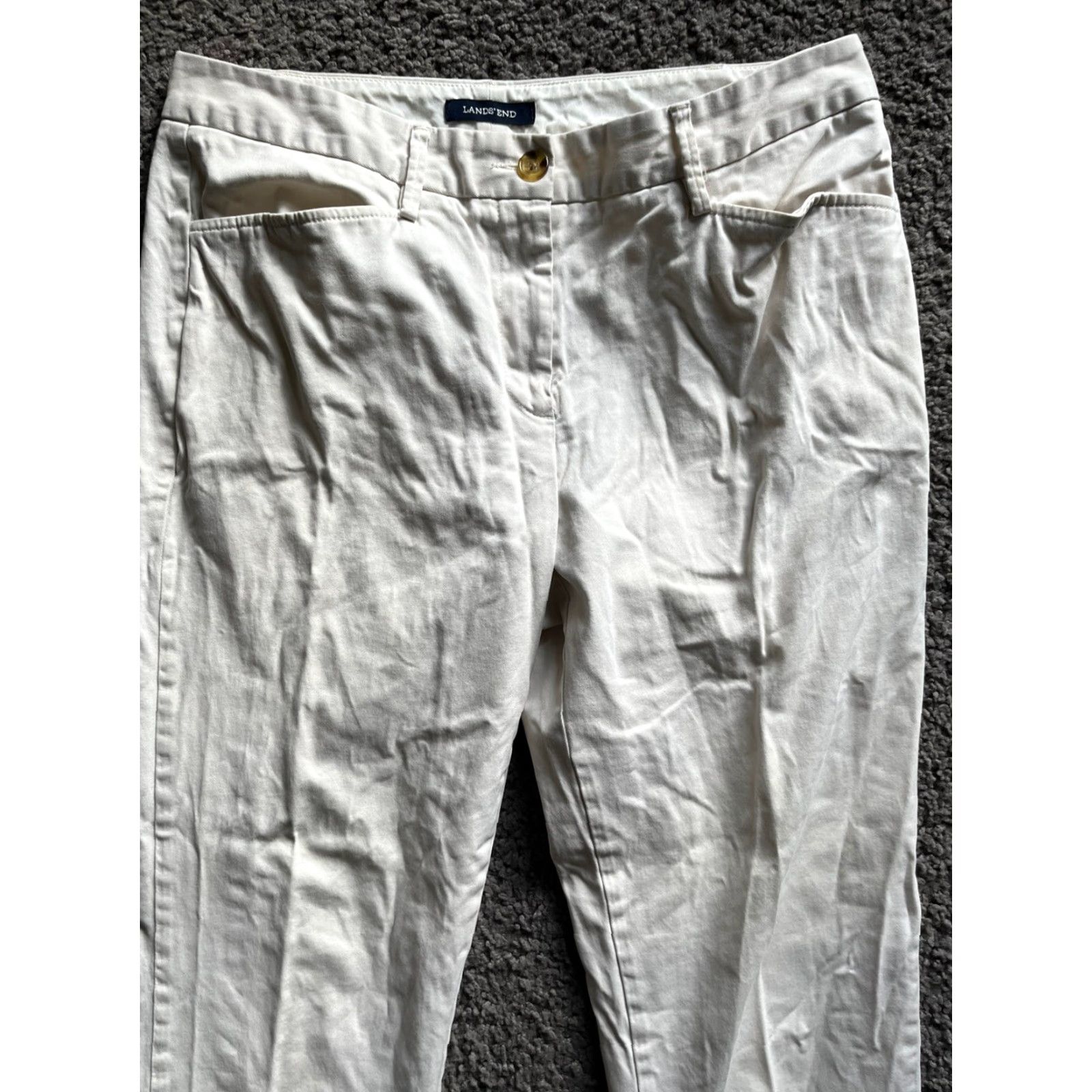 Lands' End Lands' End Women’s 6 Khaki Tan Pants Mid-Rise Straight Leg Uniform Flat Front Zip Closure Casual Cotton Spandex Cotton/Polyester Khakis & Chinos Size 28" / US 6 / IT 42 - 2 Thumbnail