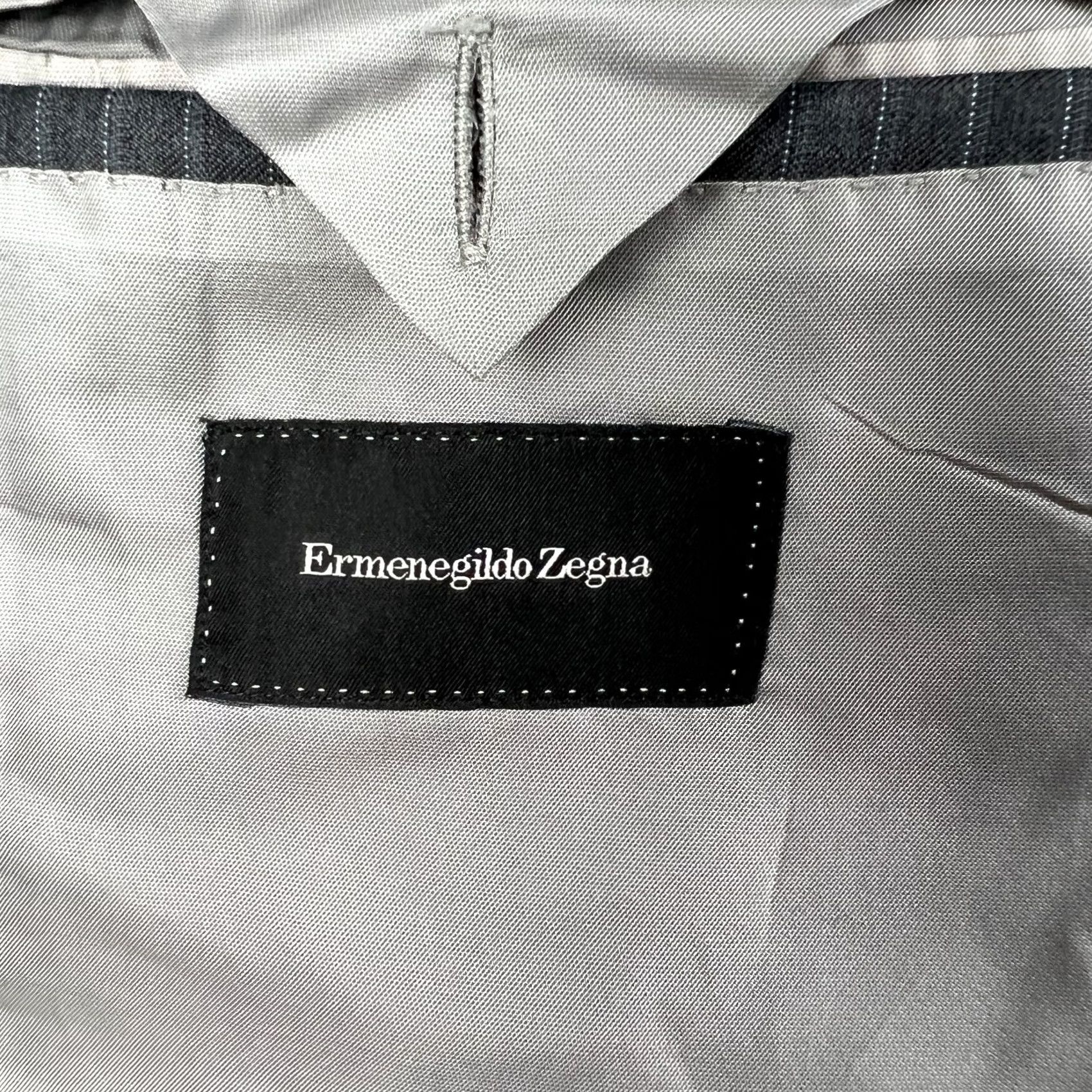Ermenegildo Zegna Ermenegildo Zegna Wool Blazer Sport Coat 46L Mens Grey Striped Suit Jacket Size 46R - 4 Thumbnail