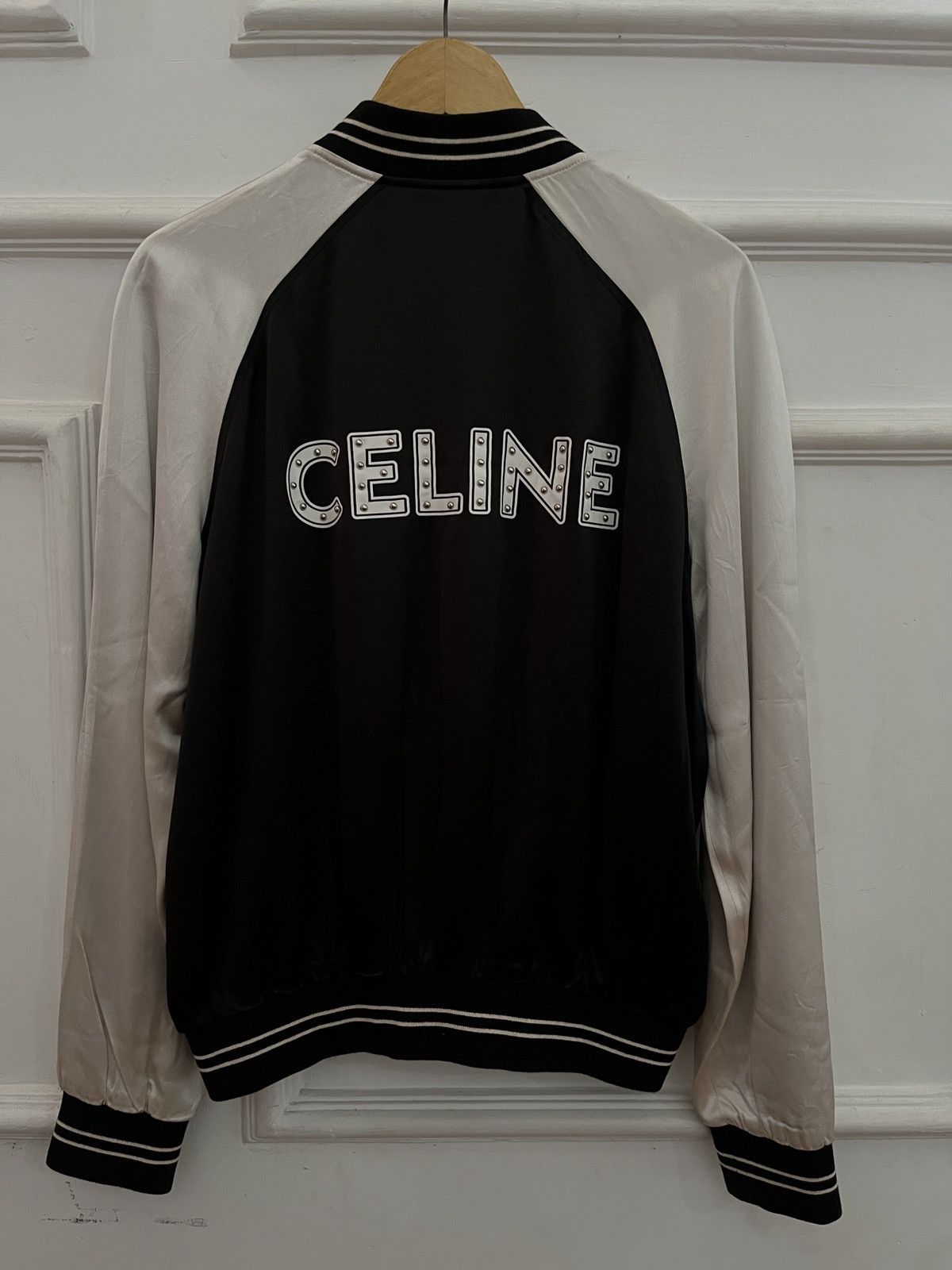 Celine Celine Studded Logo Satin Varsity Jacket Hedi Slimane Era Size US S / EU 44-46 / 1 - 1 Thumbnail