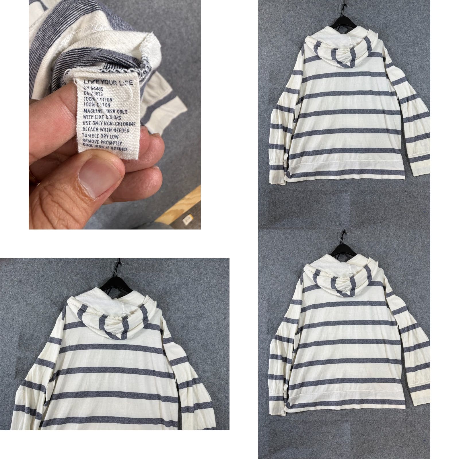 American Eagle Outfitters VINTAGE American Eagle Outfitters Hoodie Mens 2XL Ivory Blue Stripe Full-Zip Size US XXL / EU 58 / 5 - 8 Thumbnail