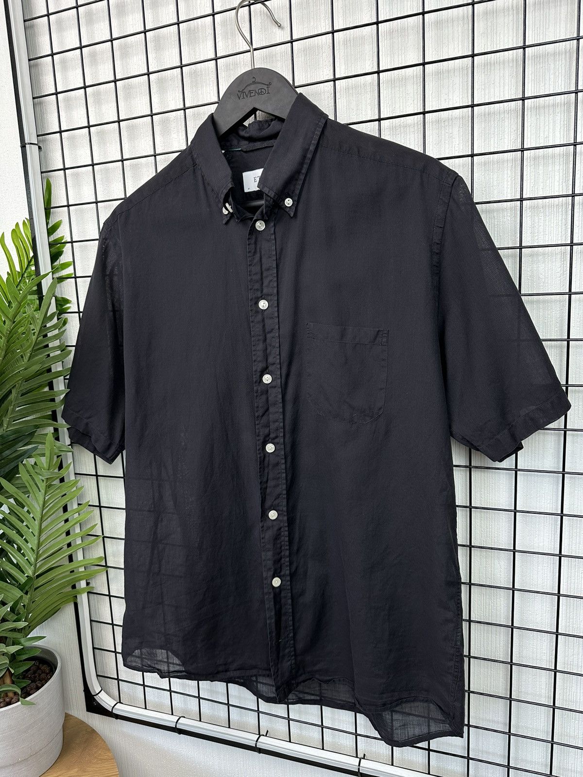 Eton Eton Ultra Light Button Up short Sleeve Shirt Men L black Size US L / EU 52-54 / 3 - 2 Thumbnail
