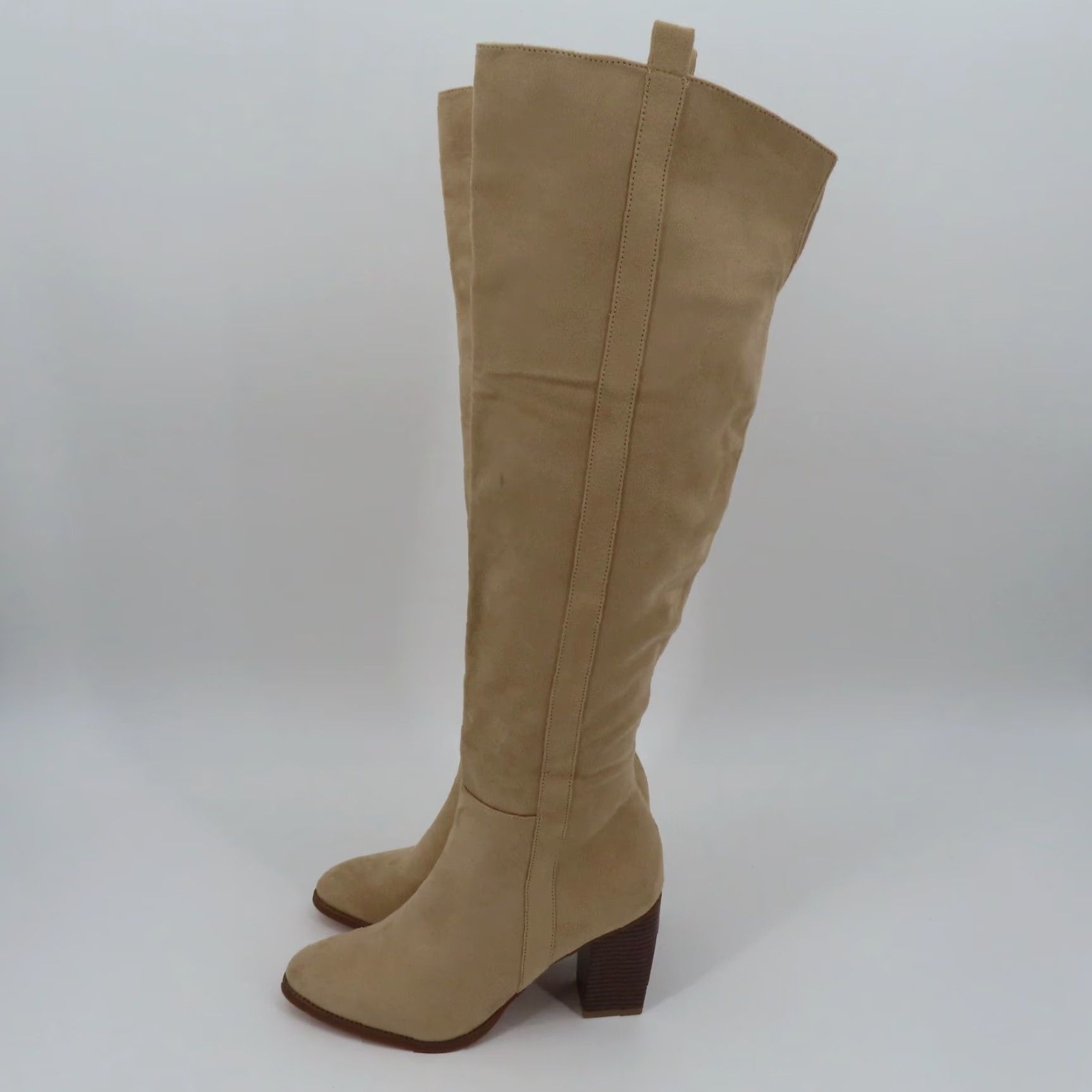 Vintage Women Beige Faux Leather Block Heel Knee High Boots Western NEW Size US 10 / IT 40 - 5 Thumbnail