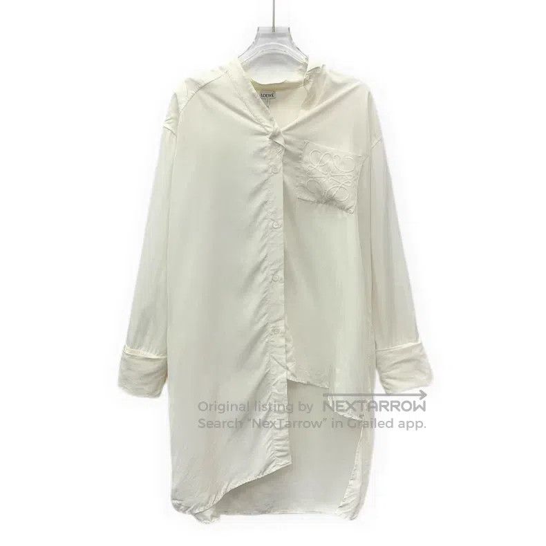 Loewe Loewe White Logo Embroidered Silk V-neck Single Button Lon Size XS / US 0-2 / IT 36-38 - 1 Thumbnail