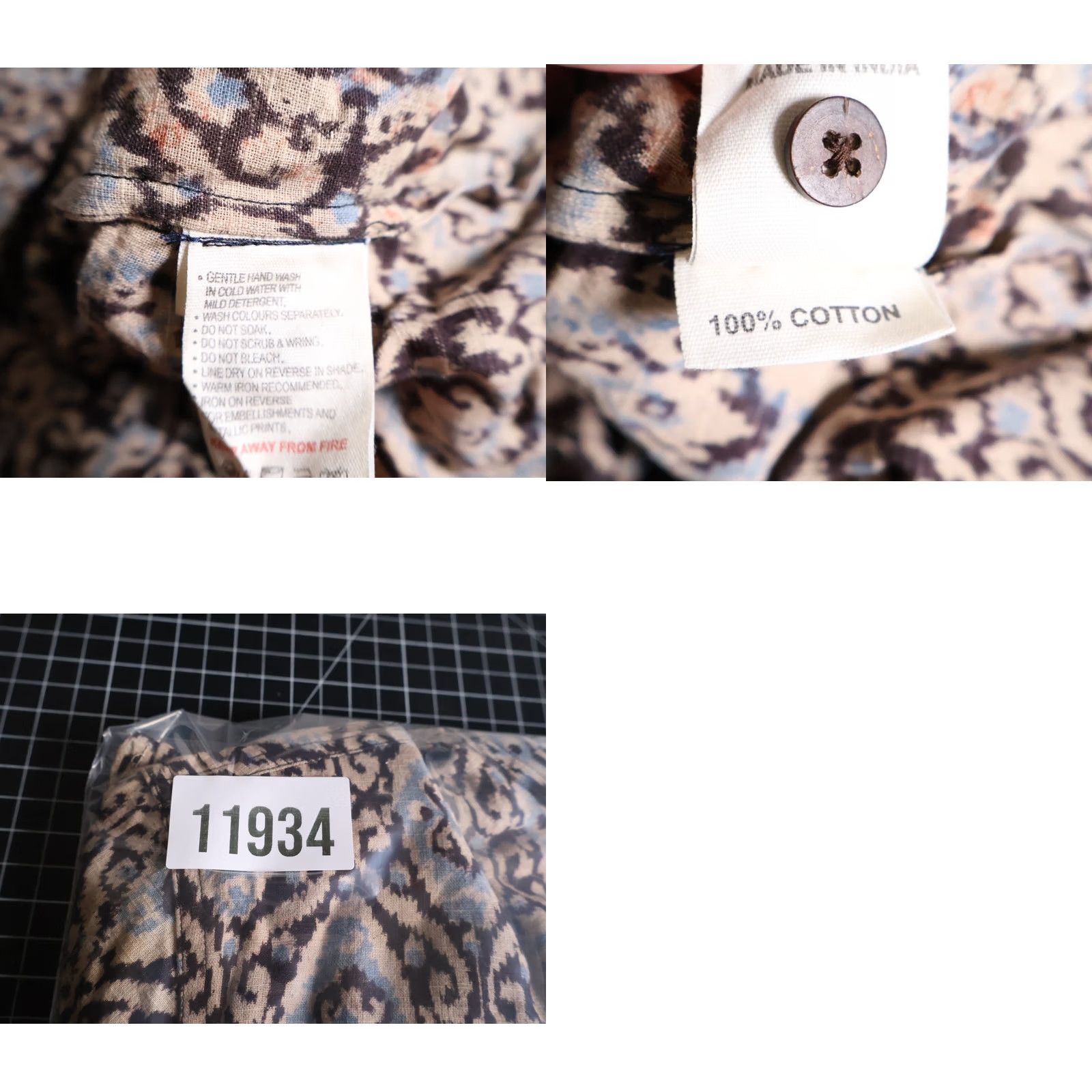 Vintage VINTAGE Fabindia Shirt Men's Medium 40 Brown Geometric Band Collar Hippie Boho Popover Button-Up Disco Size US M / EU 48-50 / 2 - 9 Thumbnail