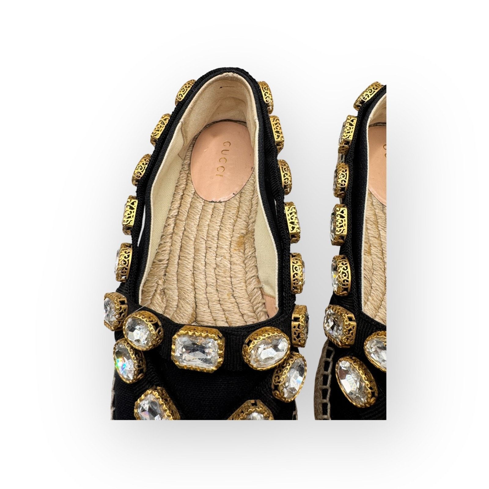 Gucci Gucci Women’s Pepita Canvas Espadrille Shoes with Crystals Size US 8 / IT 38 - 5 Thumbnail