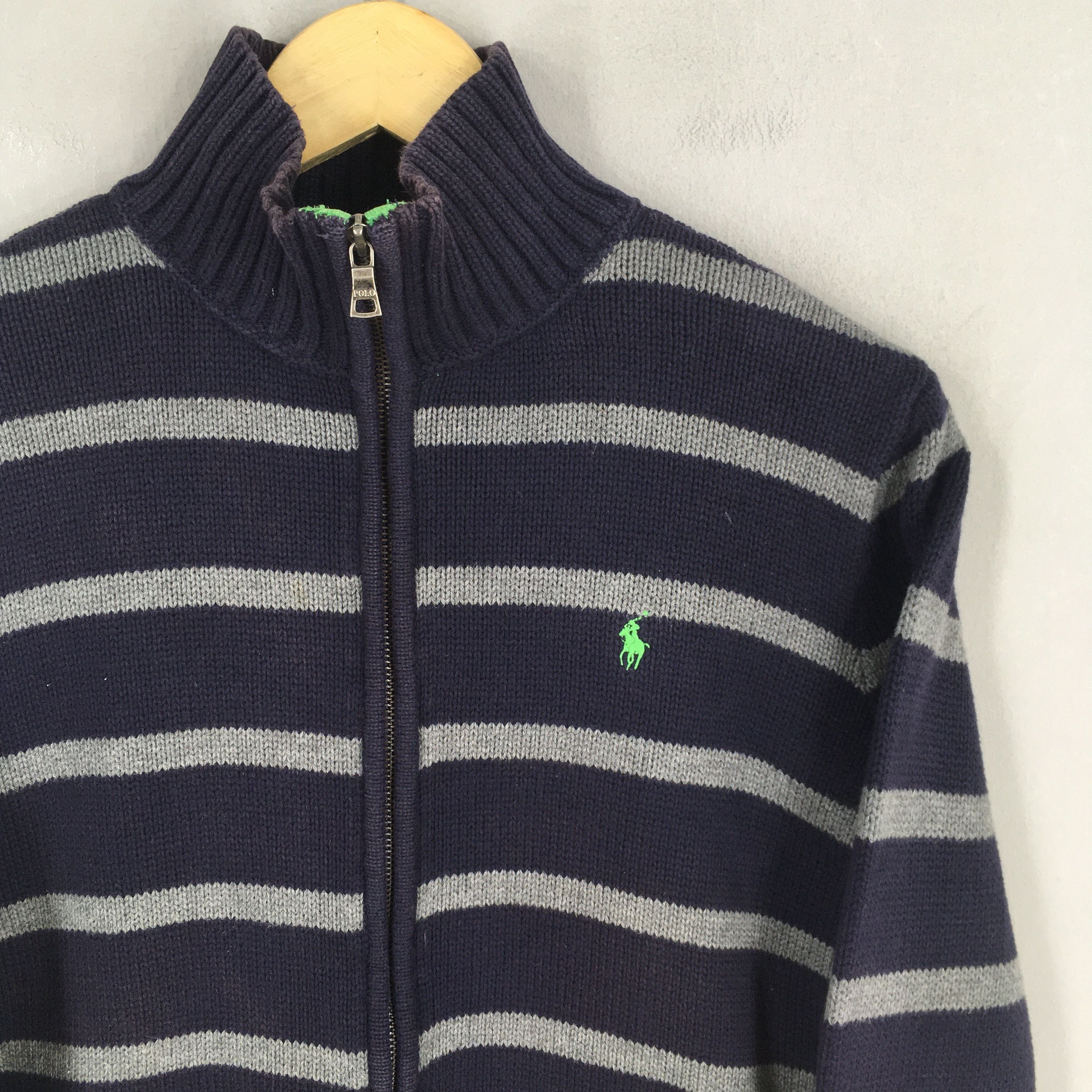 Polo Ralph Lauren × RRL Ralph Lauren × Ralph Lauren Vintage Polo Ralph Lauren Zipper Striped Sweatshirt Small Size US S / EU 44-46 / 1 - 2 Thumbnail