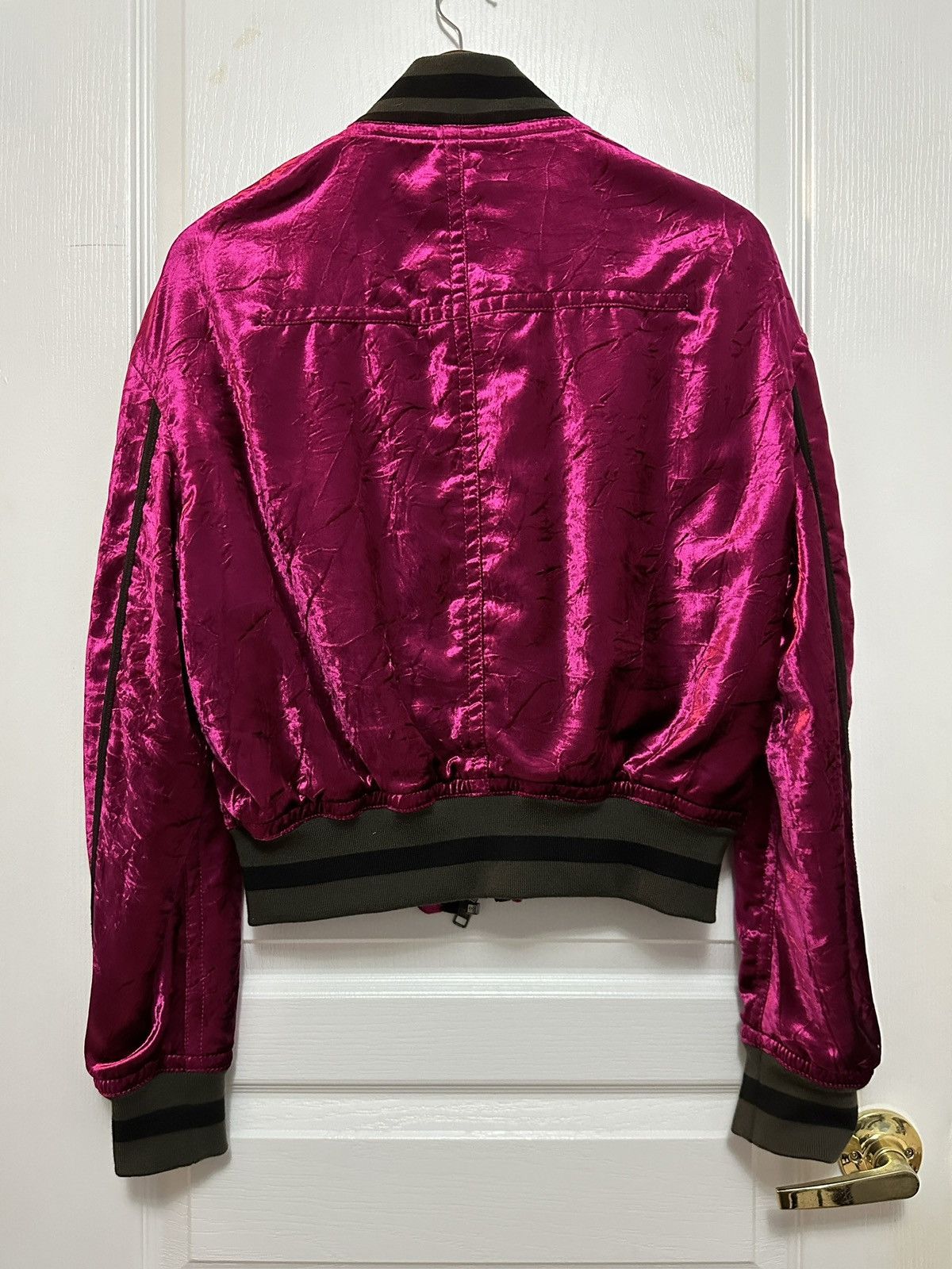 Haider Ackermann Crushed Velvet Cropped Bomber Jacket w/ Suede Appliqués Size US XS / EU 42 / 0 - 6 Thumbnail