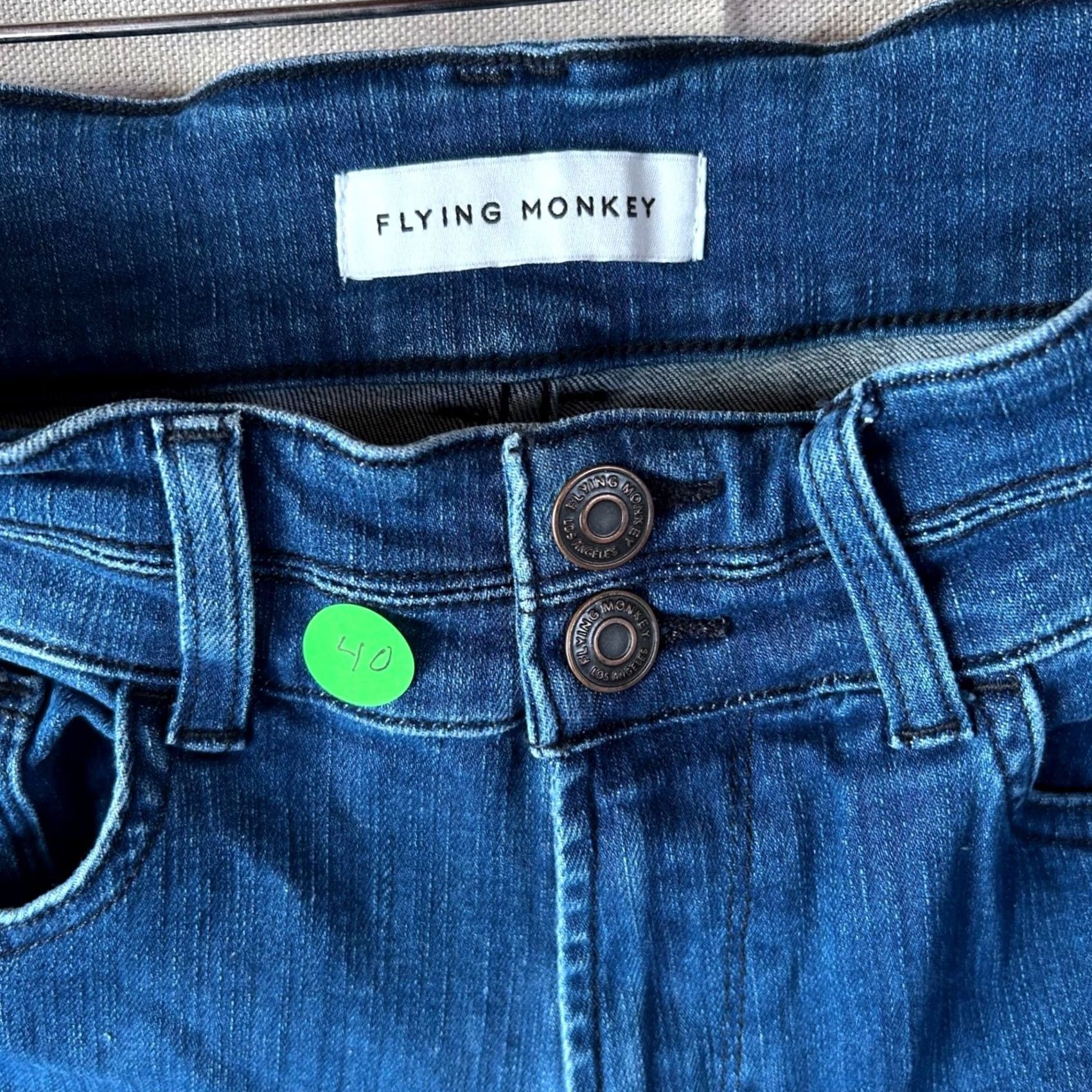 Vintage Flying Monkey Blue Flare Leg Jeans Size 28 Y3261 High Rise Denim Jeans Women 5-Pocket Button Zip Size 28" / US 6 / IT 42 - 3 Thumbnail