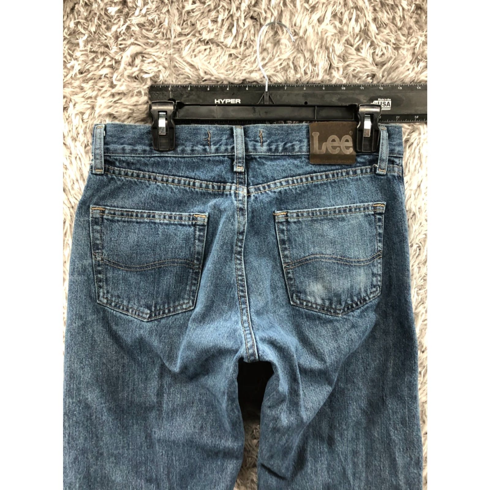 Lee Lee Regular Straight Jeans 31x30 Mens Mid Rise Blue Wash Denim 5-Pocket Belt Loops Slim Fit Size US 31 - 7 Thumbnail