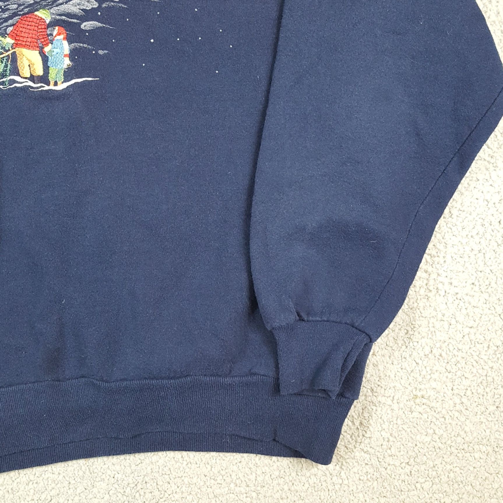 Vintage VINTAGE 90s Snowy Christmas Tree Top Stitch Sweatshirt Women XL Blue Crew Neck Pullover Mock Neck Pullover Christmas Tree Graphic Print First Size XL / US 12-14 / IT 48-50 - 3 Thumbnail
