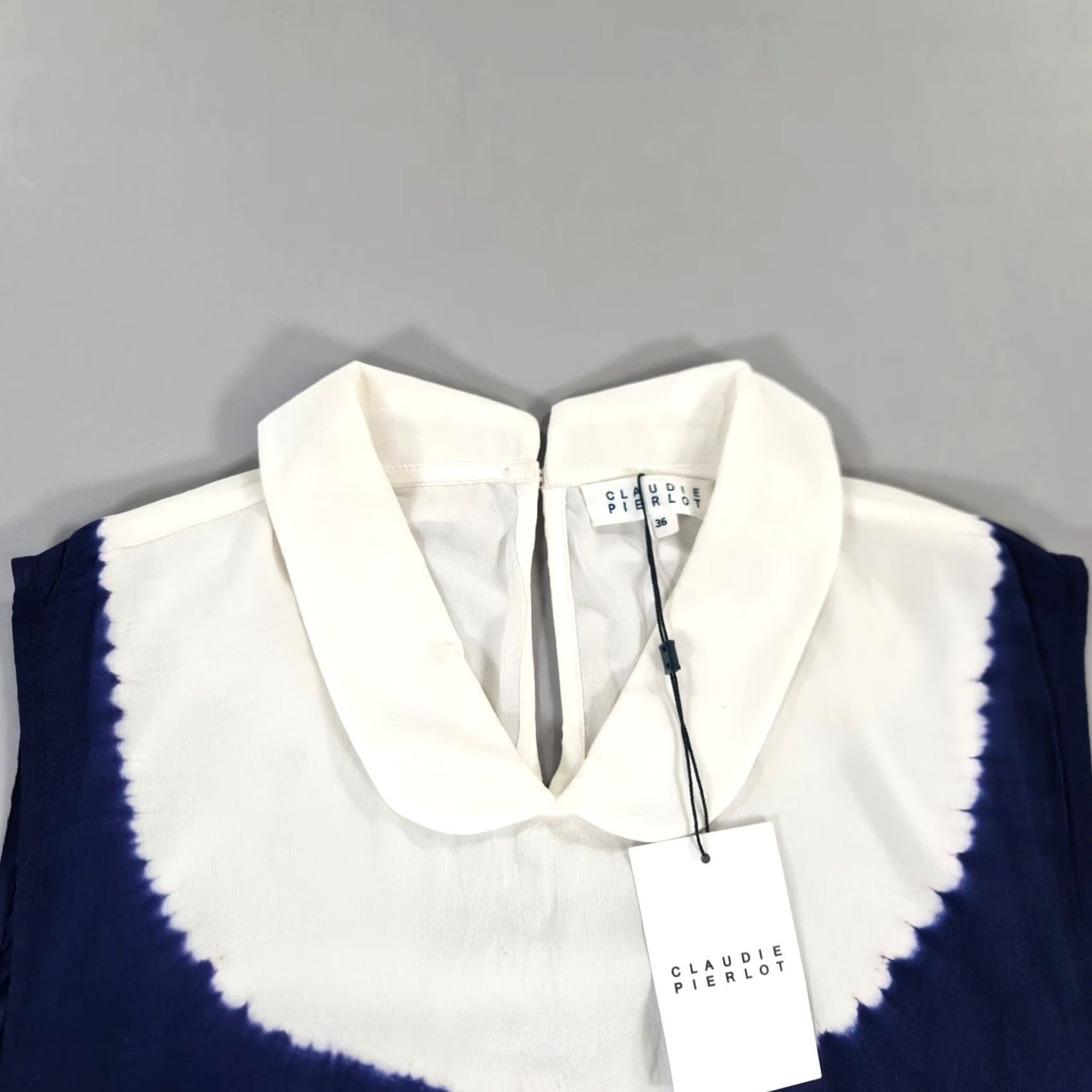 Vintage CLAUDIE PIERLOT Dress Blue Collared Sleeveless Short XS 36 Viscose Casual Party/Cocktail Womens Size 25" / US 0 / IT 36 - 2 Thumbnail