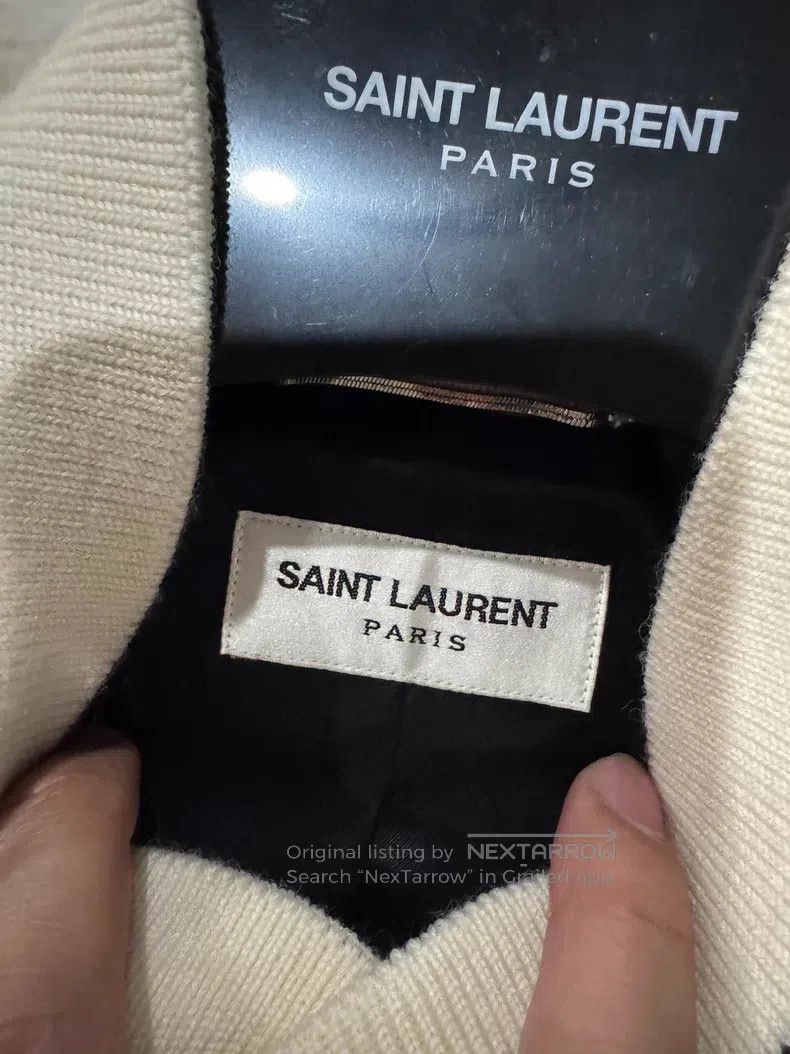 Saint Laurent Paris Saint Laurent Paris White Teddy Baseball Jacket Size US L / EU 52-54 / 3 - 3 Thumbnail